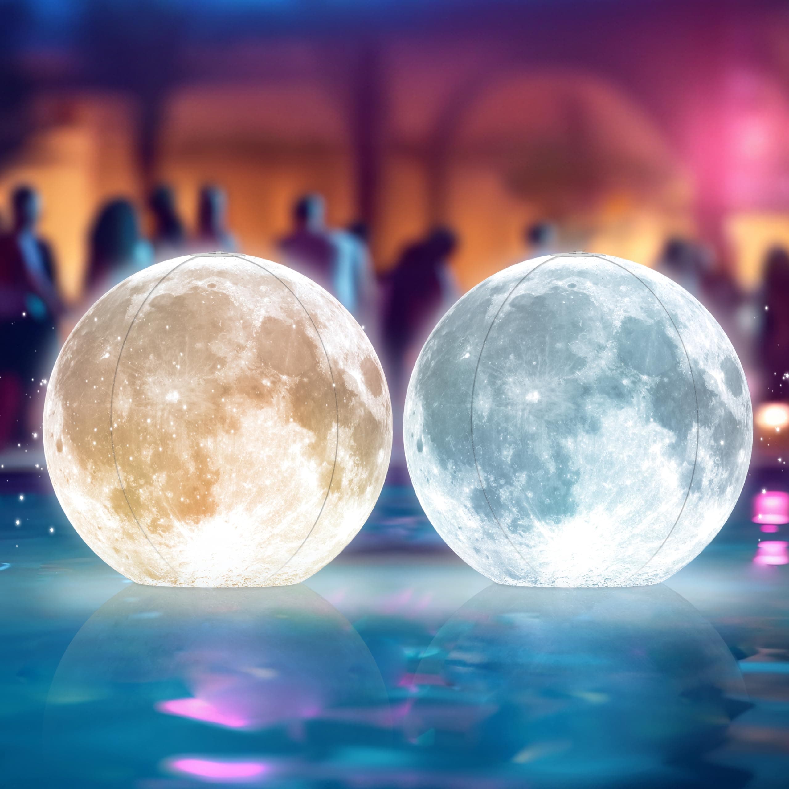 Tially Full Moon Floating Pool Lights Solar Powered - 14" Inflatable Balls For Swimming Pool, That Float, Outdoor Party Decorations Gifts Owners (2 Pack)
