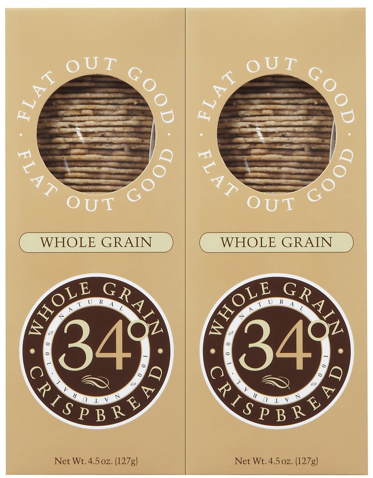 34 Degrees Crisps | Whole Grain Crisps | Thin, Light & Crunchy 100% Whole Wheat Crisps, 2 Pack (4.5oz each)