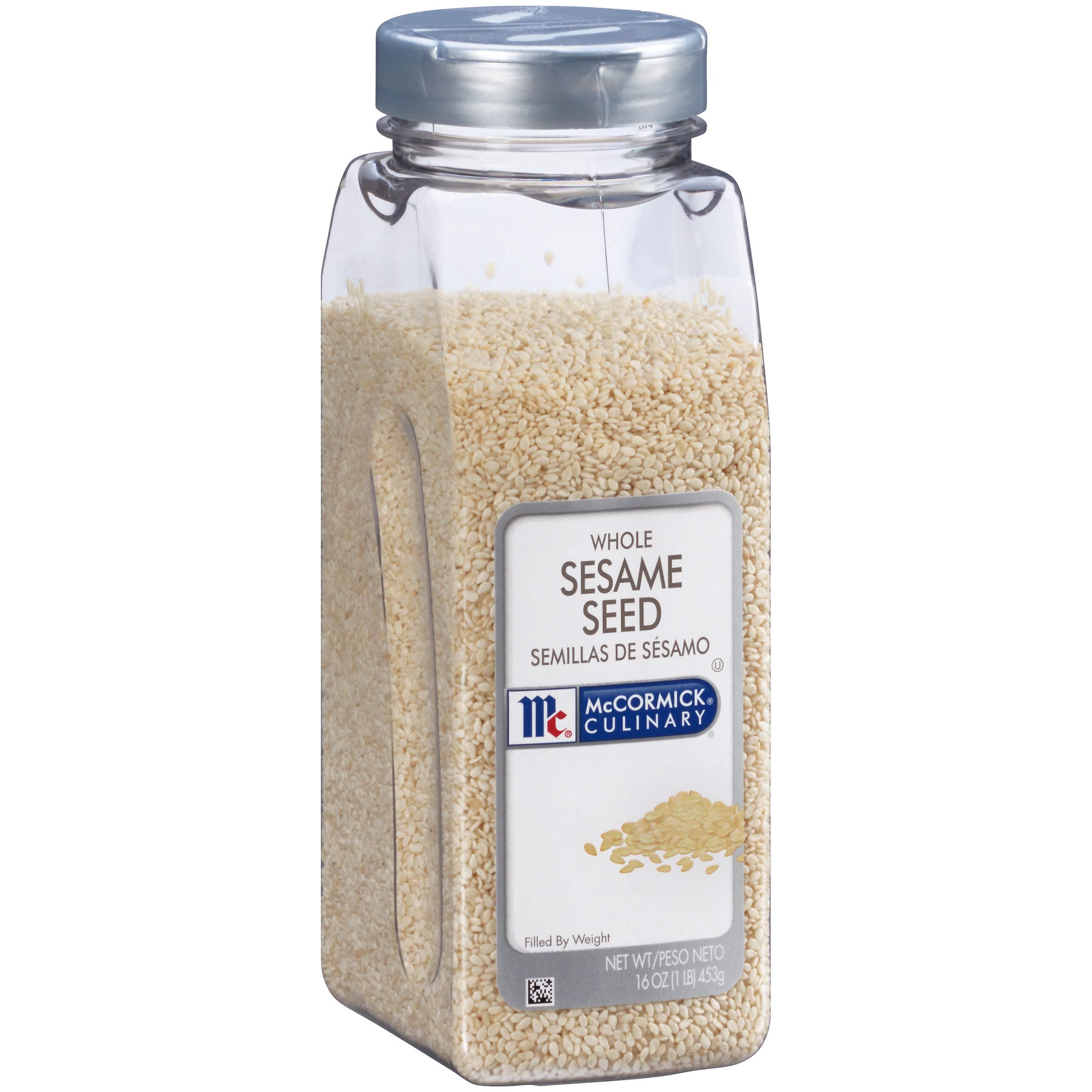 Whole Sesame Seed, 16 oz - One 16 Ounce Container of Hulled Whole White Sesame Seeds Perfect for Noodle Dishes, Sushi, Stir-Fries and Coating for Meat and Fish