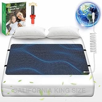 Grounding Mat for Bed, Grounding Pad for Sleep, Anti-Slip PU Leather Grounding Mattress with Grounding Cord, 27''×72‘’, California King, Black