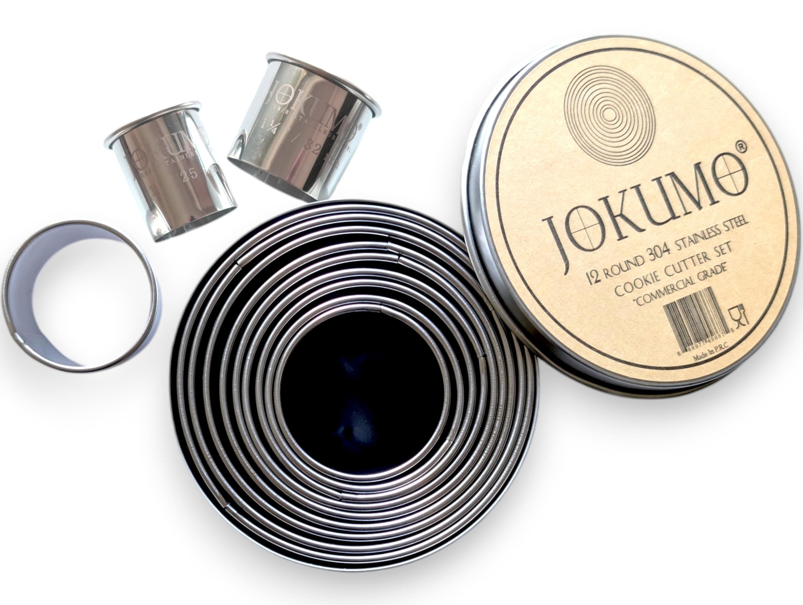 12 Piece Plain Round Cookie/Pastry Cutter Set Heavy Duty Commercial Grade 18/8 304 Stainless Steel - Metal Marked Size - Perfect for Cooking Enthusiast