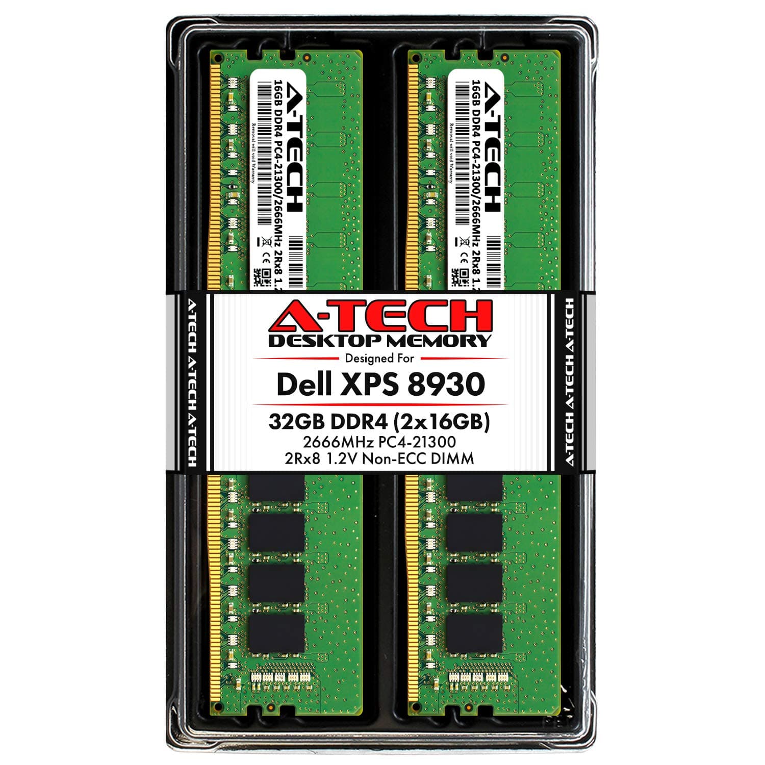 A-Tech 32GB RAM Kit for Dell XPS 8930 Tower - (2 x 16GB) DDR4 2666MHz PC4-21300 Non-ECC DIMM Desktop Memory Upgrade