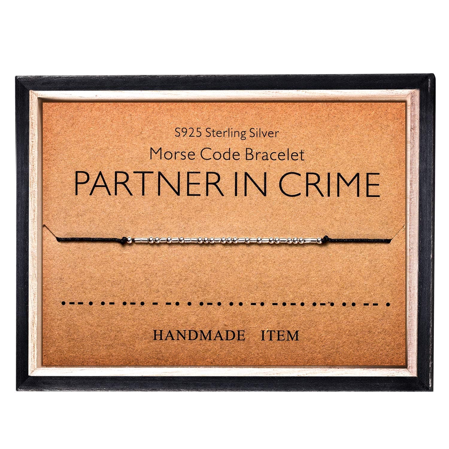 Morse Code Bracelet 925 Sterling Silver Beads on Silk Cord Secret Message PARTNER IN CRIME bracelet Gift Jewelry for her