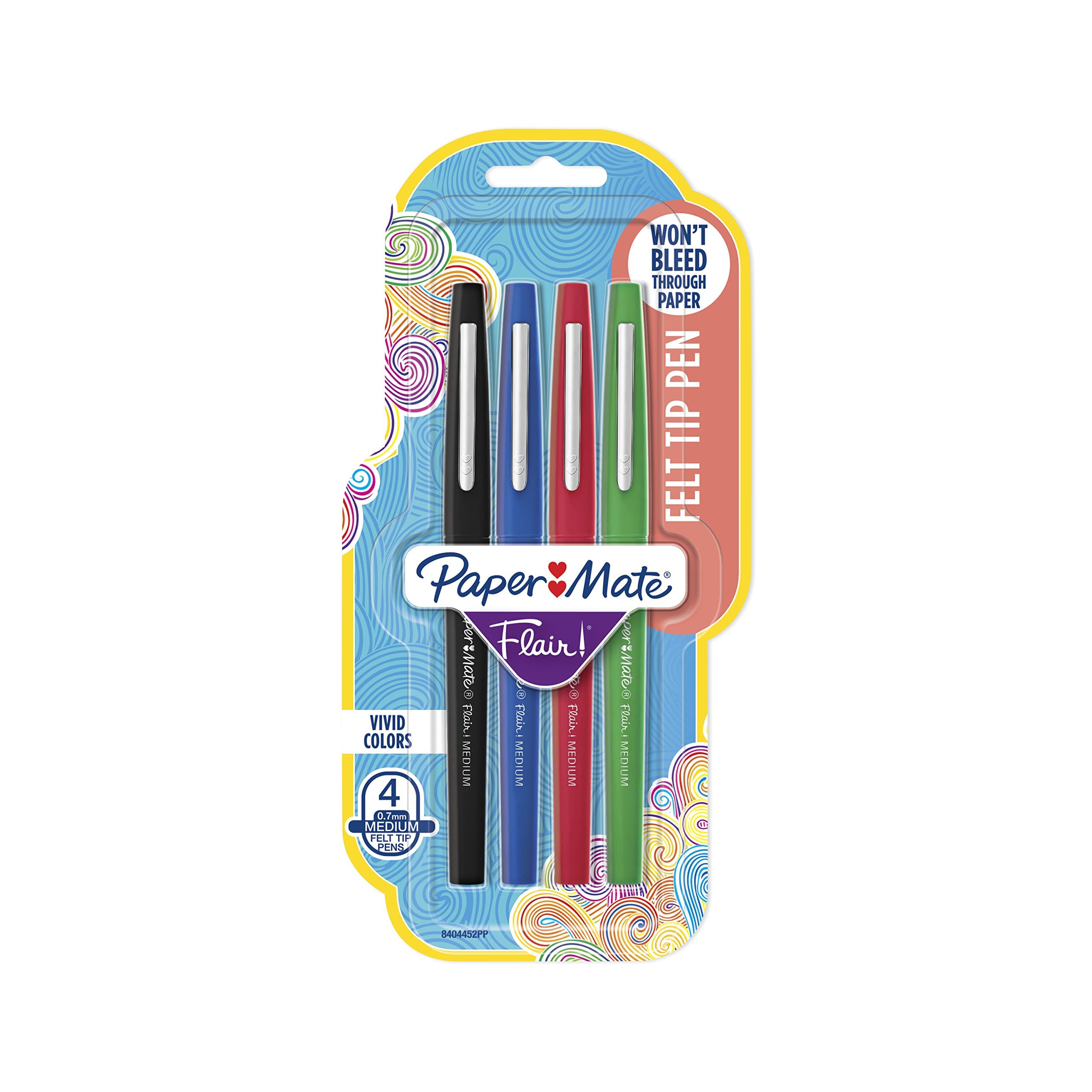 Paper Mate Flair Felt Tip Pens, Medium Point (0.7mm), Business Colors, 4 Count