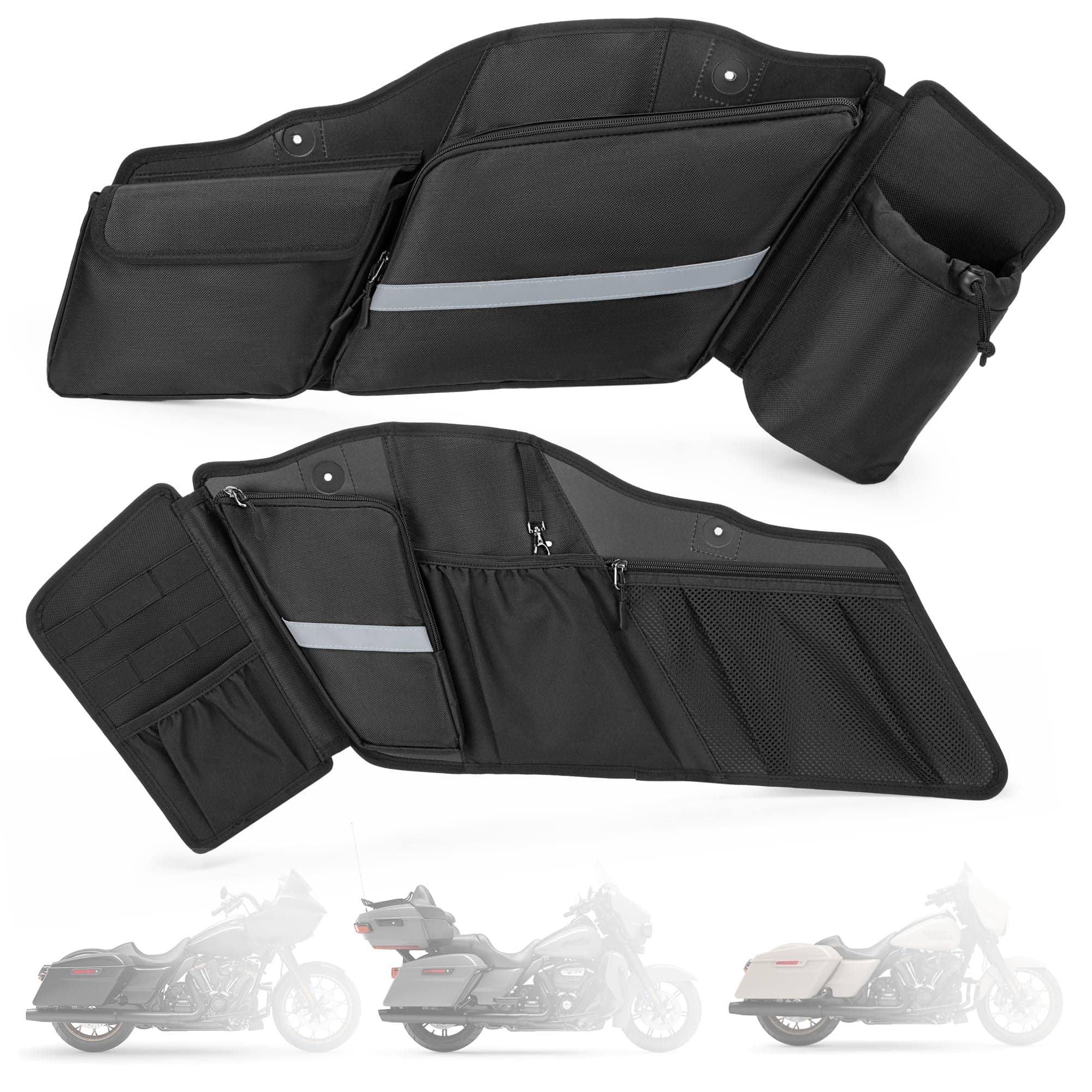 Motorcycle Saddlebag Organizer, Saddlebag Liners Side Bag Compatible with Touring Models 2014-2025 Street Glide Road Glide Road King Electra Glide, Saddlebag Tool Storage Organizer, 2 Packs