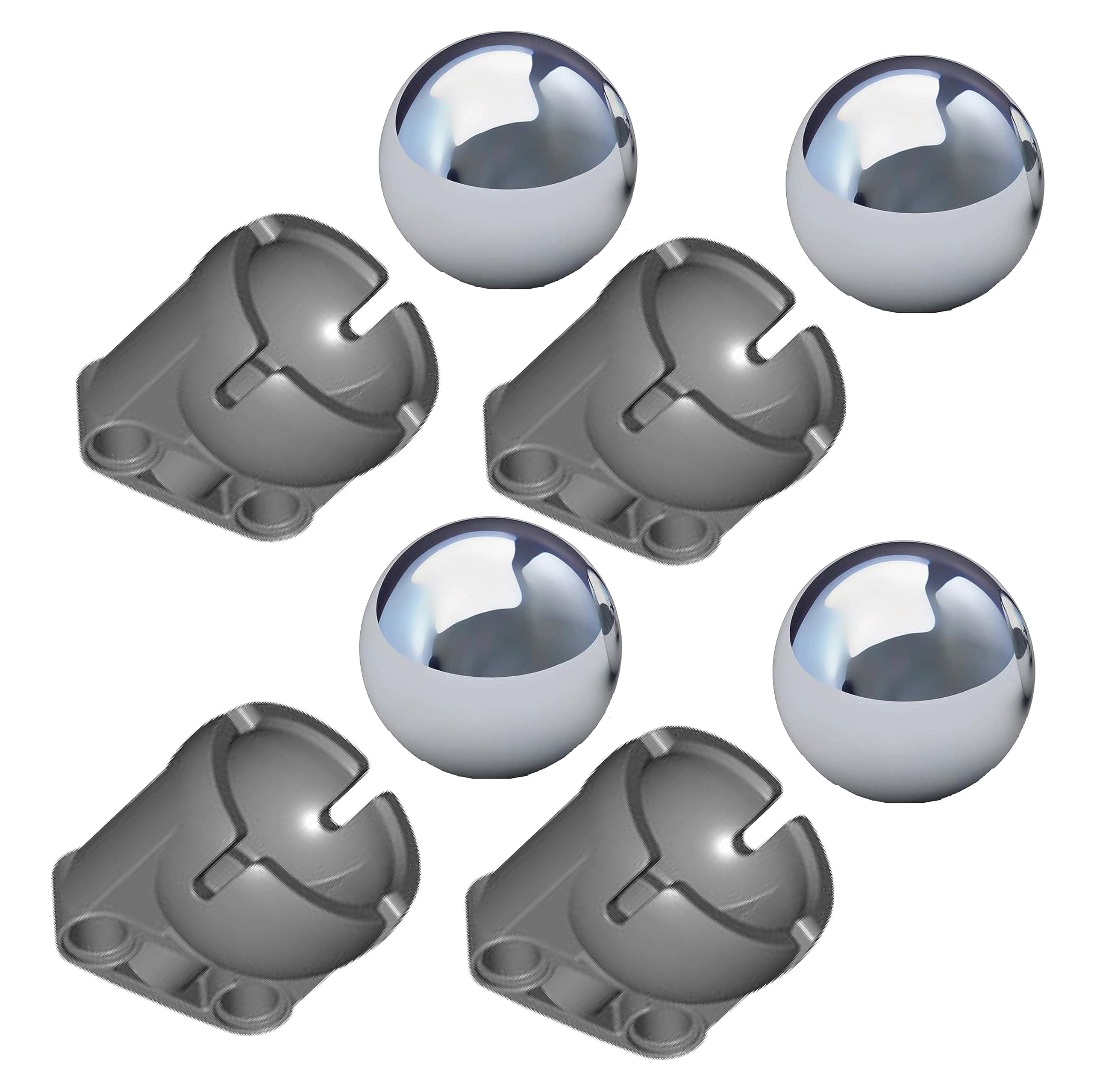 LME 3 Technical EV3 Set Pivot Ball and Caster for Kids - Educational, Steel Ball, Direct Replacement, 4 Sets, 8 Pieces - Pack #3 | Compatible with 2000702, Robotics, Boost, Creator, MOC
