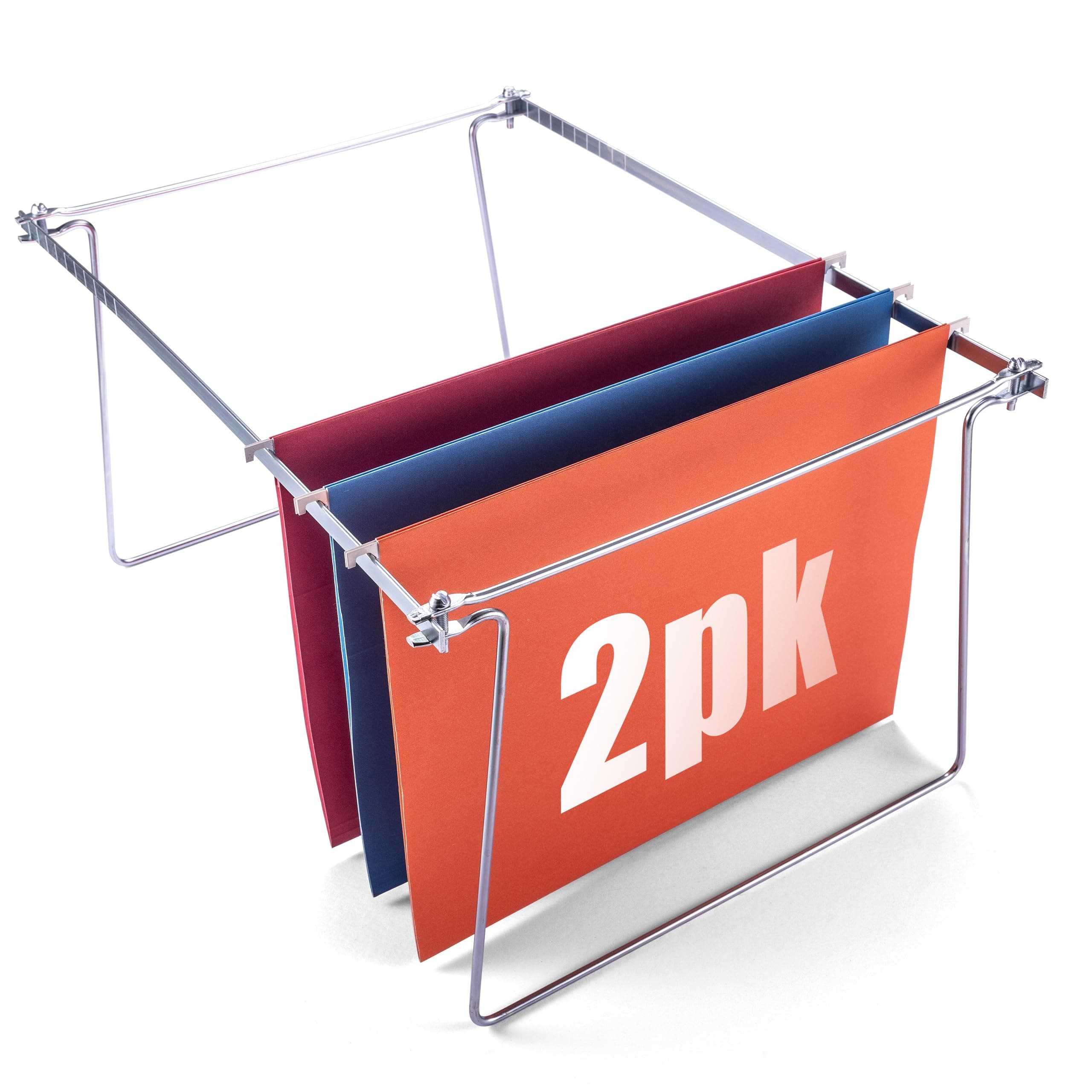 Officemate Hanging File Frame, Letter Size, Adjustable 14 to 18-Inches, 2 Count (Pack of 1),Silver, 91990