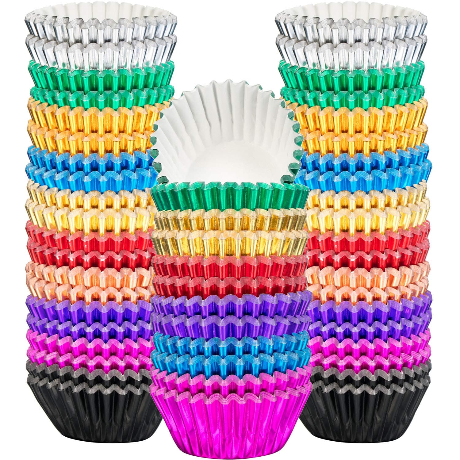 Sumind 400 Pieces Mini Foil Cupcake Liners Baking Cups, Metallic Cupcake Liner for Holiday Baking Muffin and Cupcakes(10 Colors)