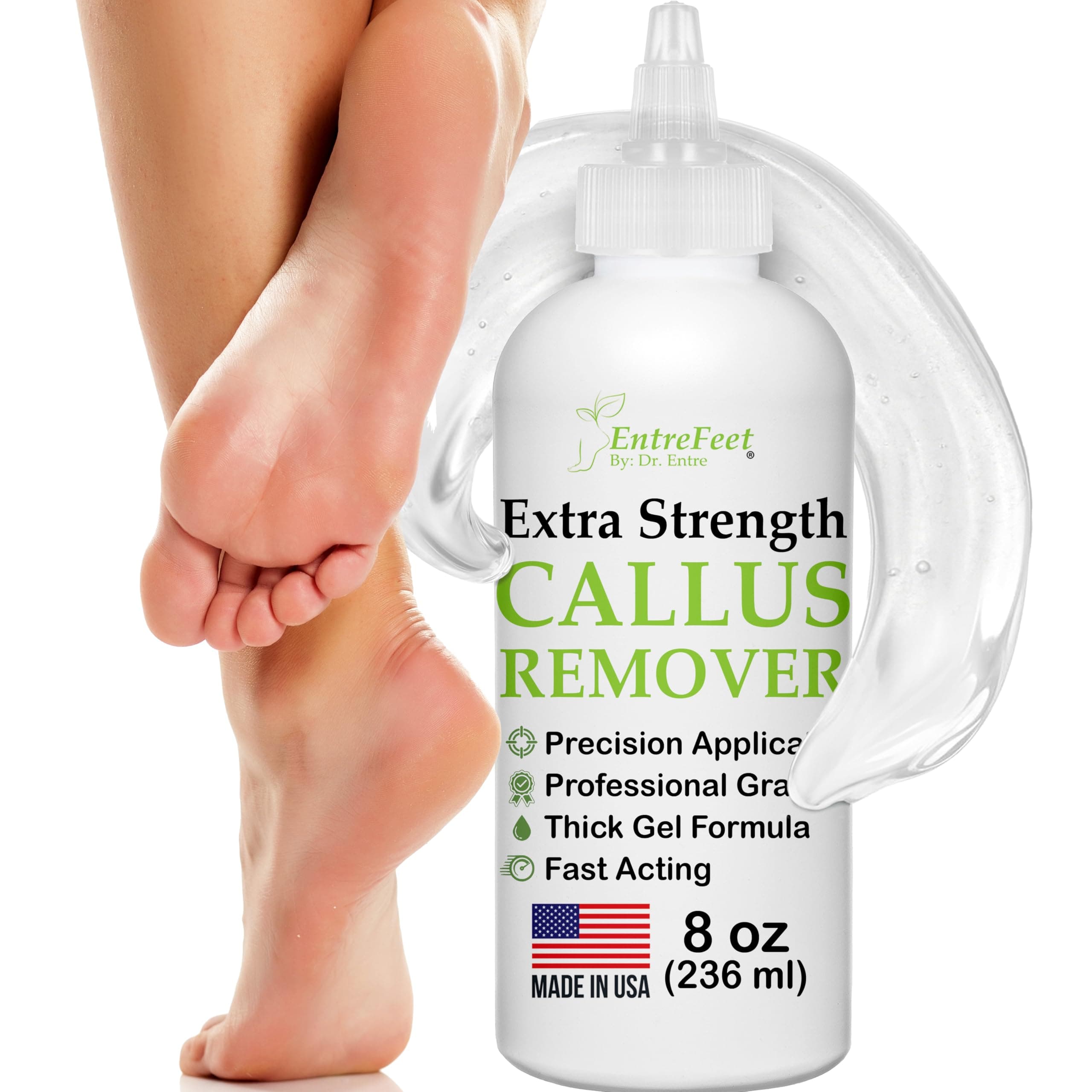 Dr. Entre'S Callus Remover Gel: 8Oz Extra Strength With Precision Applicator, For Feet, Foot Remover, Care, Pedicure Tools Supplies, Dead Skin