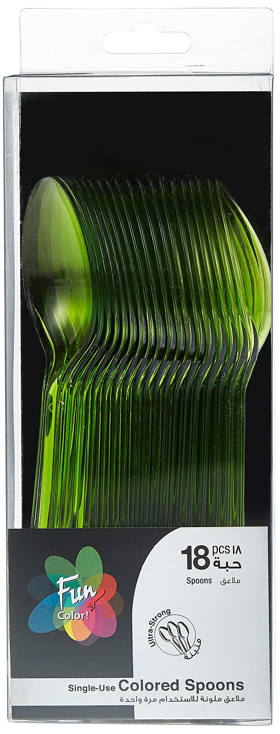 Fun® Heavy-Duty Colour Plastic Spoon -Olive Spoon Set - Ideal for Eating Salad, Dessert, Appetizer, Fruit Salad, Chinese Food & more | Table Spoon Ideal for Family, Hotels - (Pack of 18)