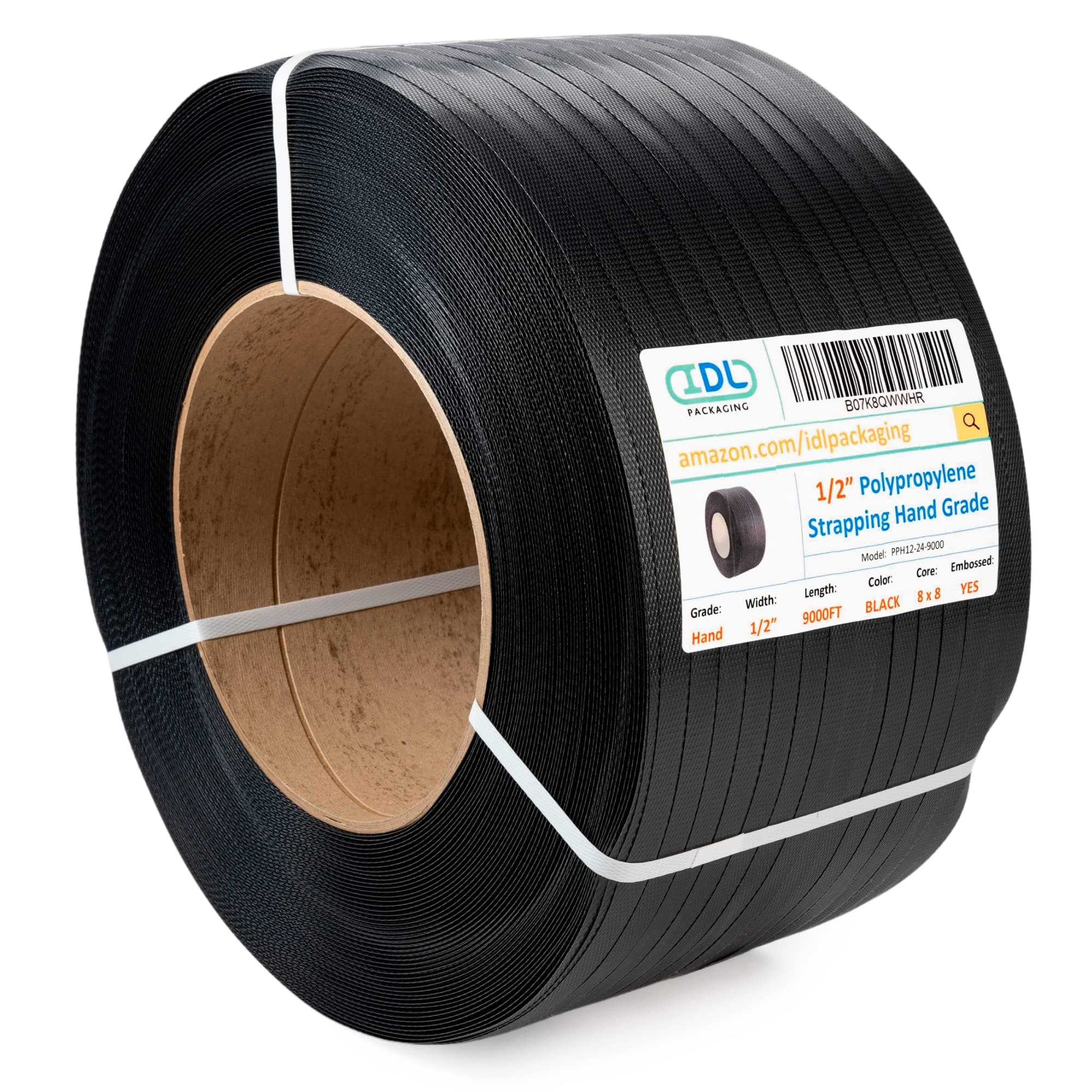 IDL Packaging 1/2" x 9000' Hand Grade Polypropylene (PP) Strapping Roll