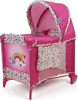 509 Crew Baby Alive: Deluxe Doll Play Yard - Pink & Rainbow - Fits Dolls Up to 18", Retractable Canopy, Easy Maneuvering, Folds for Travel & Storage, Pretend Play for Kids Ages 3+