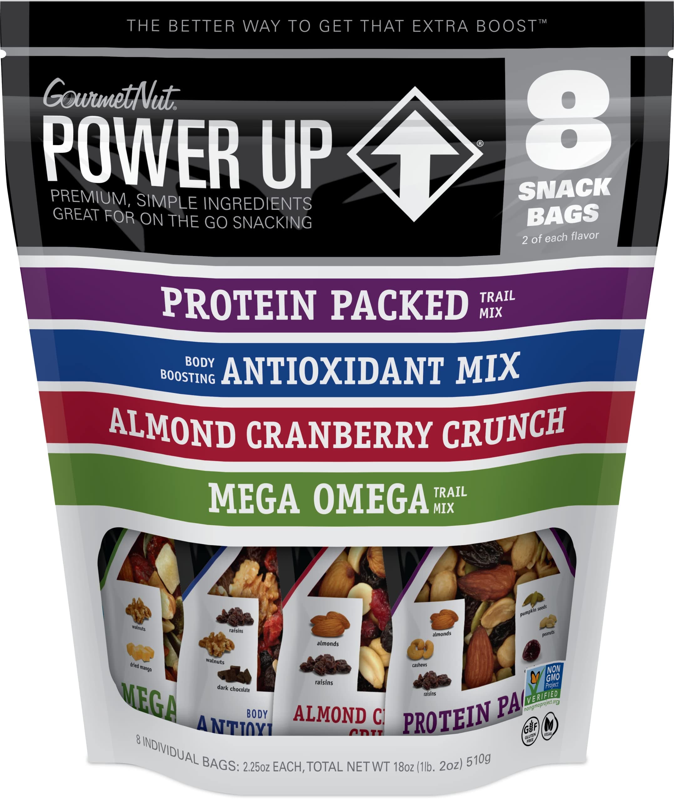 Power Up Trail Mix Variety, Assorted, 2.25 Ounce (Pack of 8)