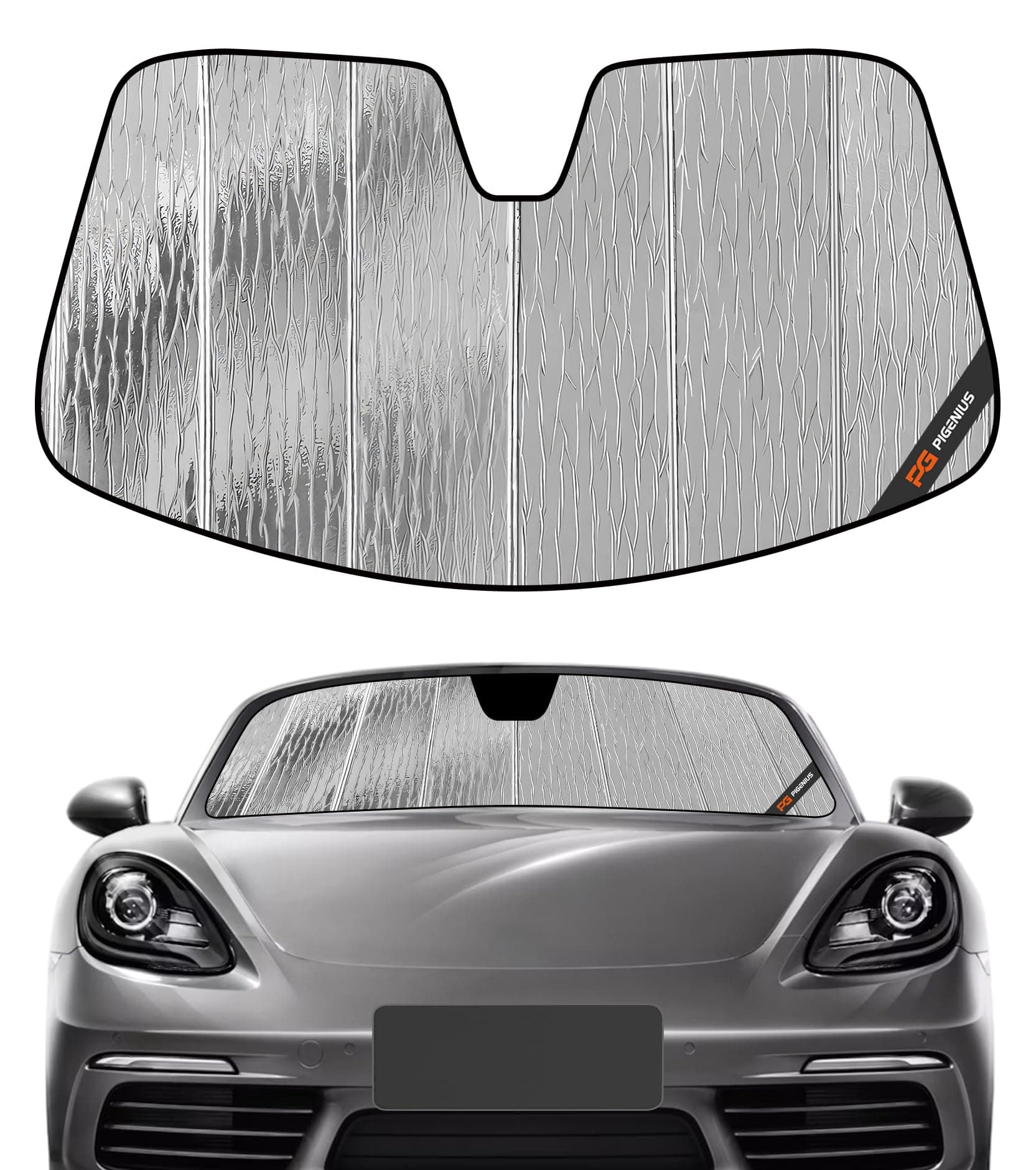 Pigenius Windshield Sun Shade for Porsche 718 Box-Ster,2017-2025,Durable Front Window Sun Shade Shield, Adaptable Summer Winter Sunshade