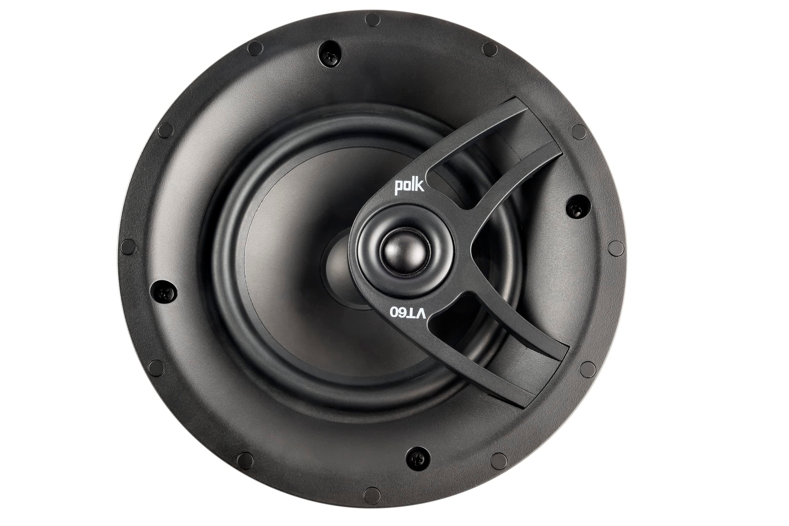 Polk Audio VT60 2-Way in-Ceiling Speaker (Single), Ideal for All Rooms, Including Damp and Humid Rooms Like Bathroom, Kitchen or Utility Area, Easy Installation, (White, Paintable) (Renewed)