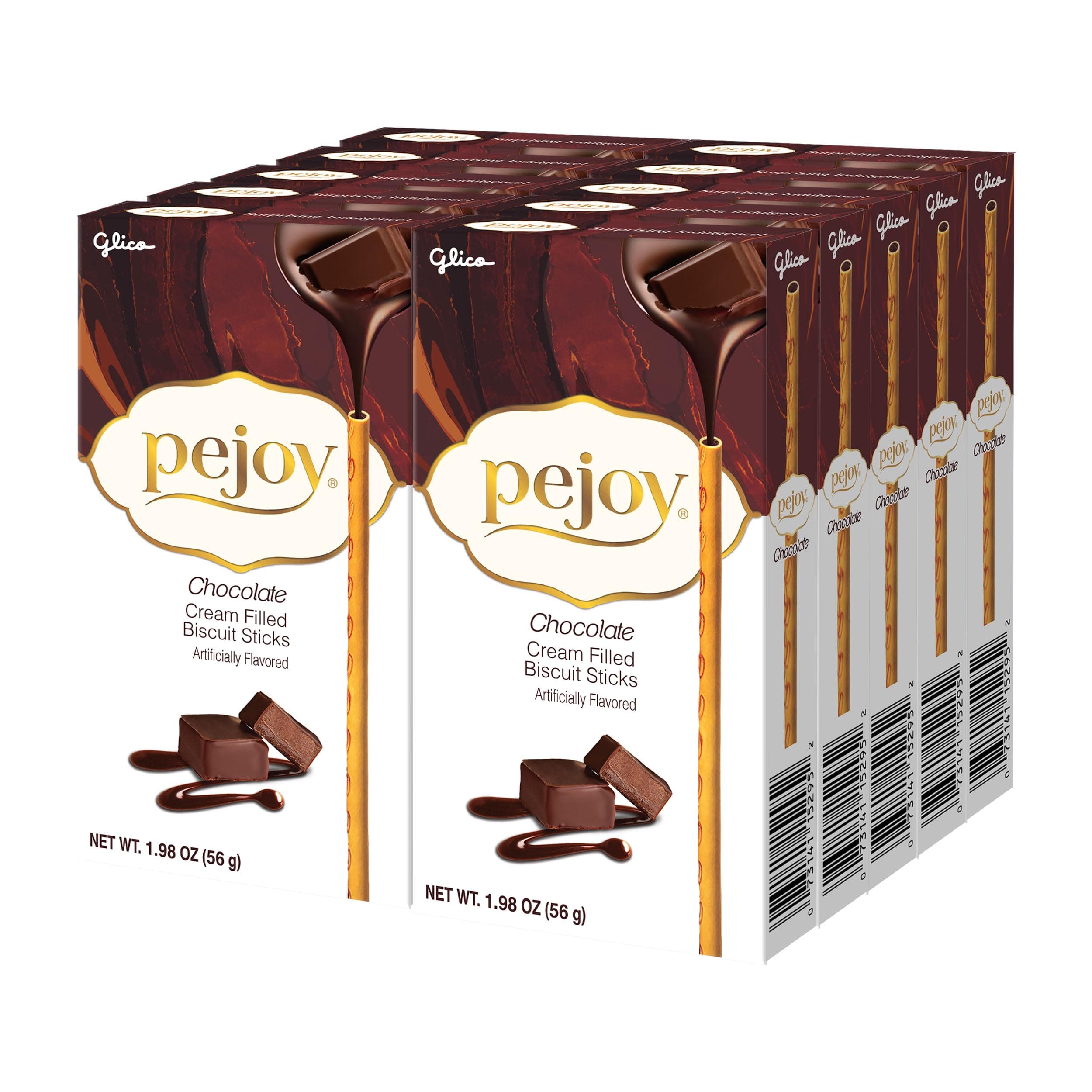 Chocolate Biscuit Sticks | 10-Pack Bundle | Creamy Chocolate-Filled Snack Sticks | Sweet & Crunchy Treat | Individually Boxed | Made by Glico
