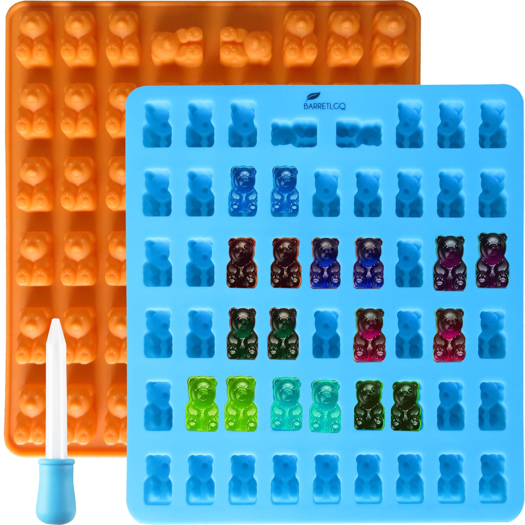 2 Pack 53 Cavity Silicone Gummy Bear Mold With a Dropper Making Gummy Candy Chocolate with Your Kids together