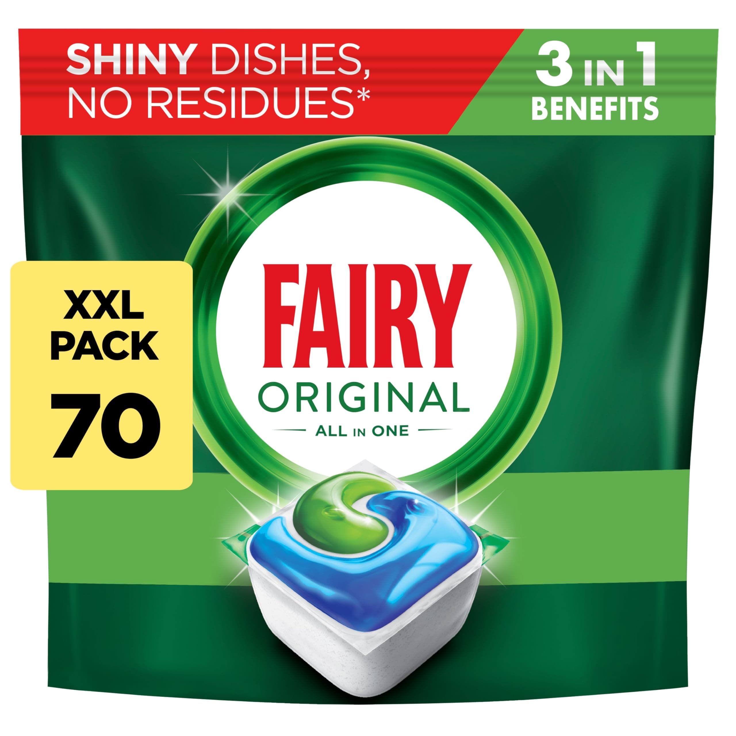 All-In-1 Dishwasher Tablets Bulk, 70 Tablets, Original, Effective Even On Dried-On Grease