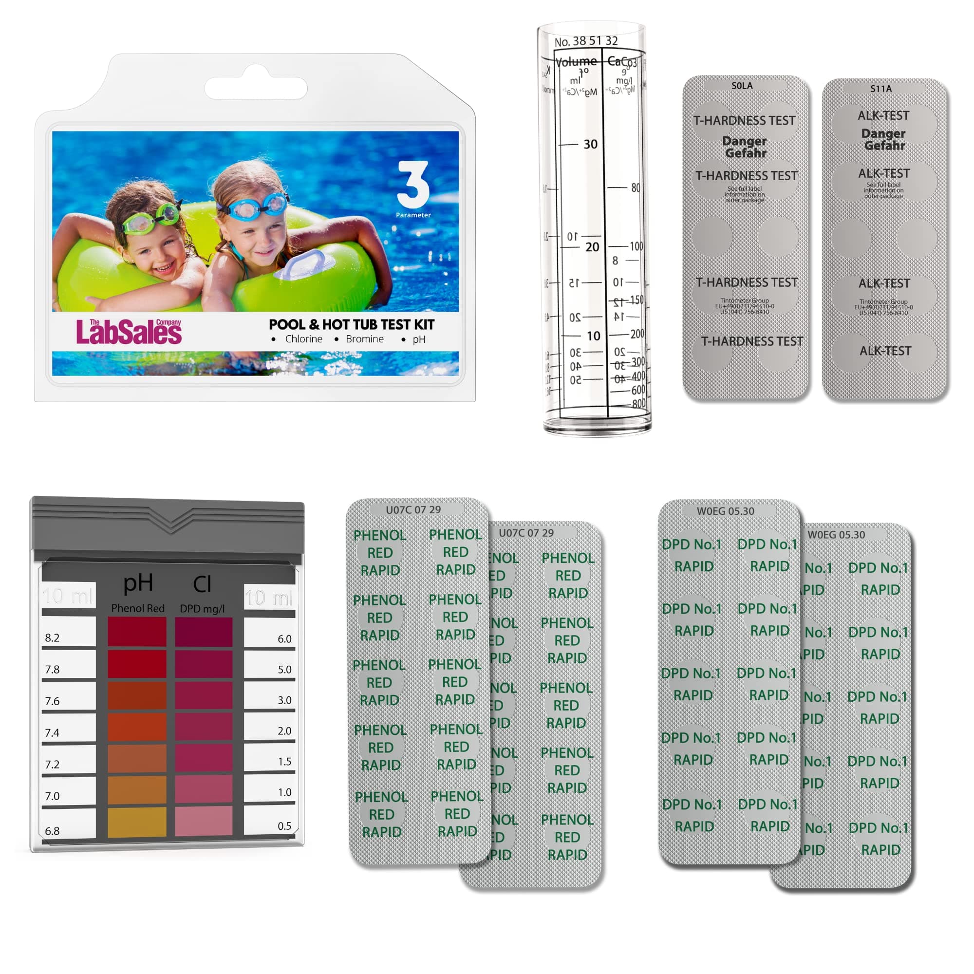 Kit 3| 5 in 1 Testing Kit Chlorine Bromine pH Alkalinity and Hardness