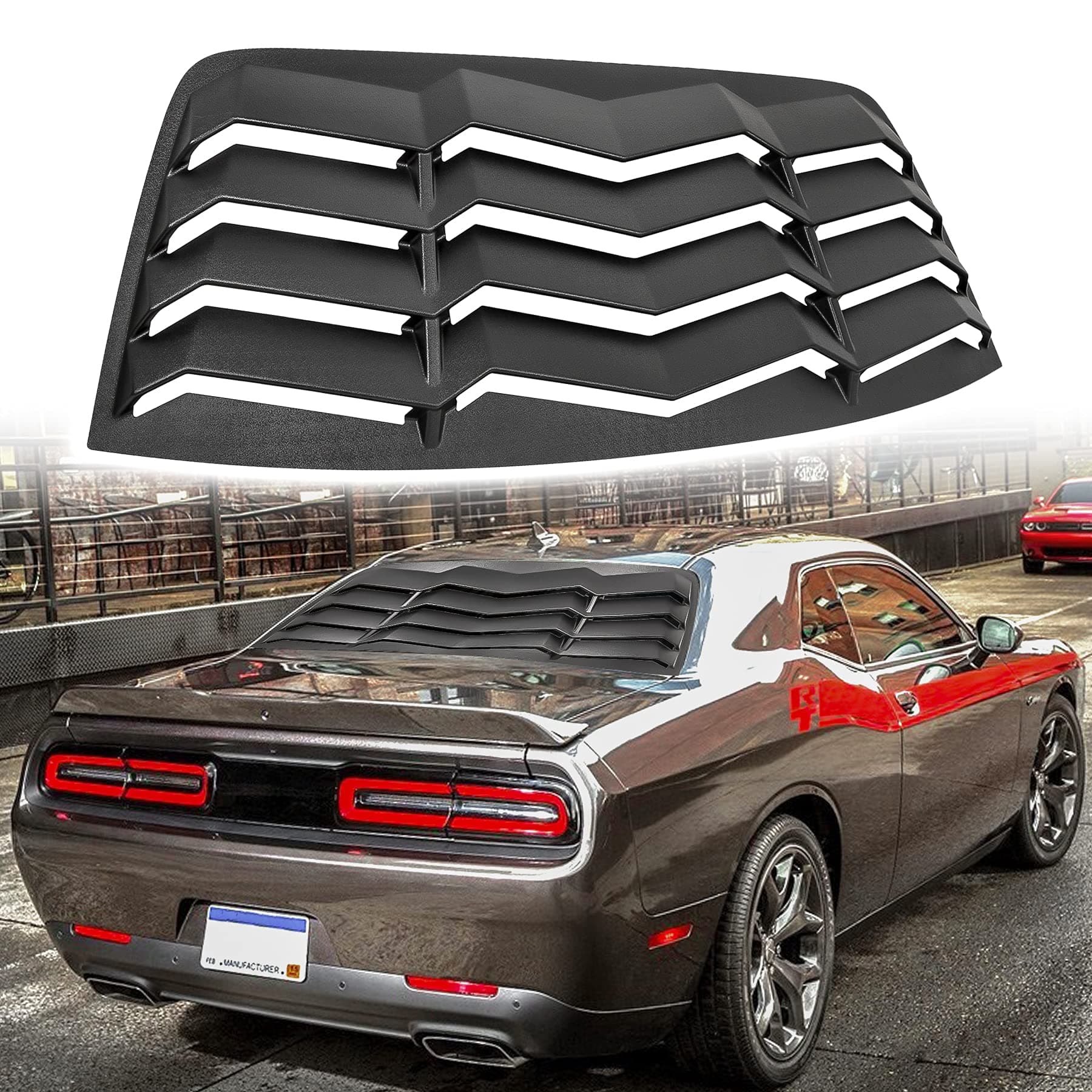 Rear Window Louver, Rear Windshield Sun Shade Cover Compatible with Dodge Challenger 2008-2022 2023 in GT Lambo Style, Matte Black ABS Material, Anti-Peeping and Shade