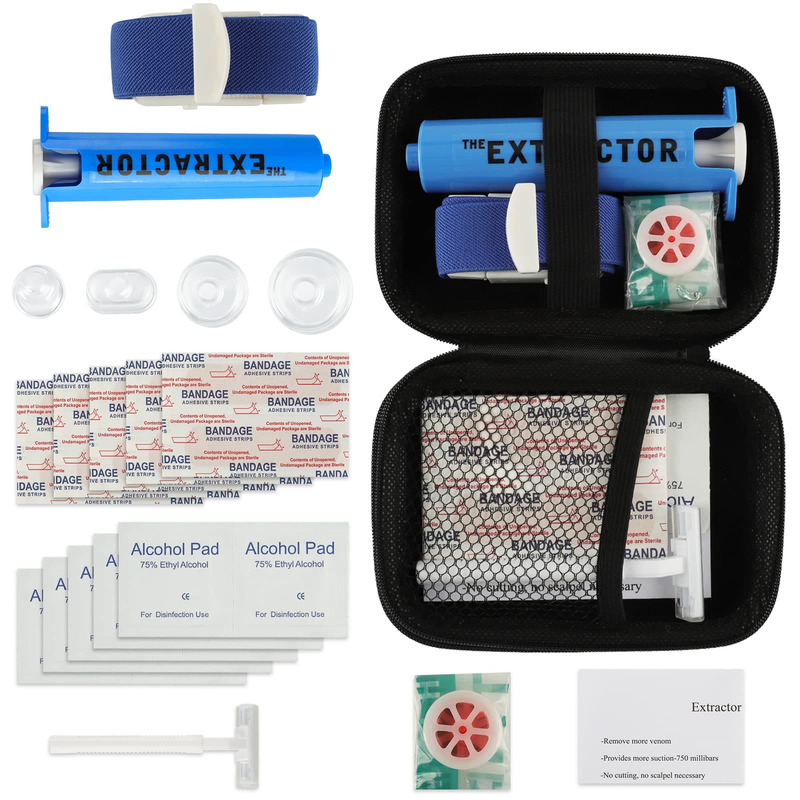 Snake Bite Kit, Bee Sting Kit, Emergency First Aid Supplies, Venom Extractor Suction Pump, Bite and Sting First Aid for Hiking, Backpacking and Camping