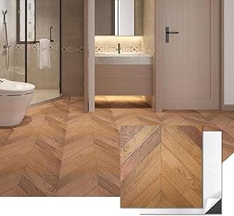 Art3d 30-Pack Herringbone Peel and Stick Vinyl Floor Tiles, 12" x 12" Self Adhesive Waterproof Wood Flooring Plank for Kitchen Bathroom Bedroom, Cover 30 Sq. Ft, Brown