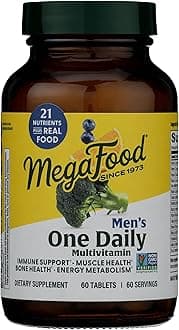 MegaFood One Daily Mens Multivitamins - Multivitamin for Men - Vitamin C, Vitamin D3 & Vitamin B12 - Muscle, Energy Metabolism & Immune Support - Vegetarian, Gluten Free - 60 Tablets, 60 Servings