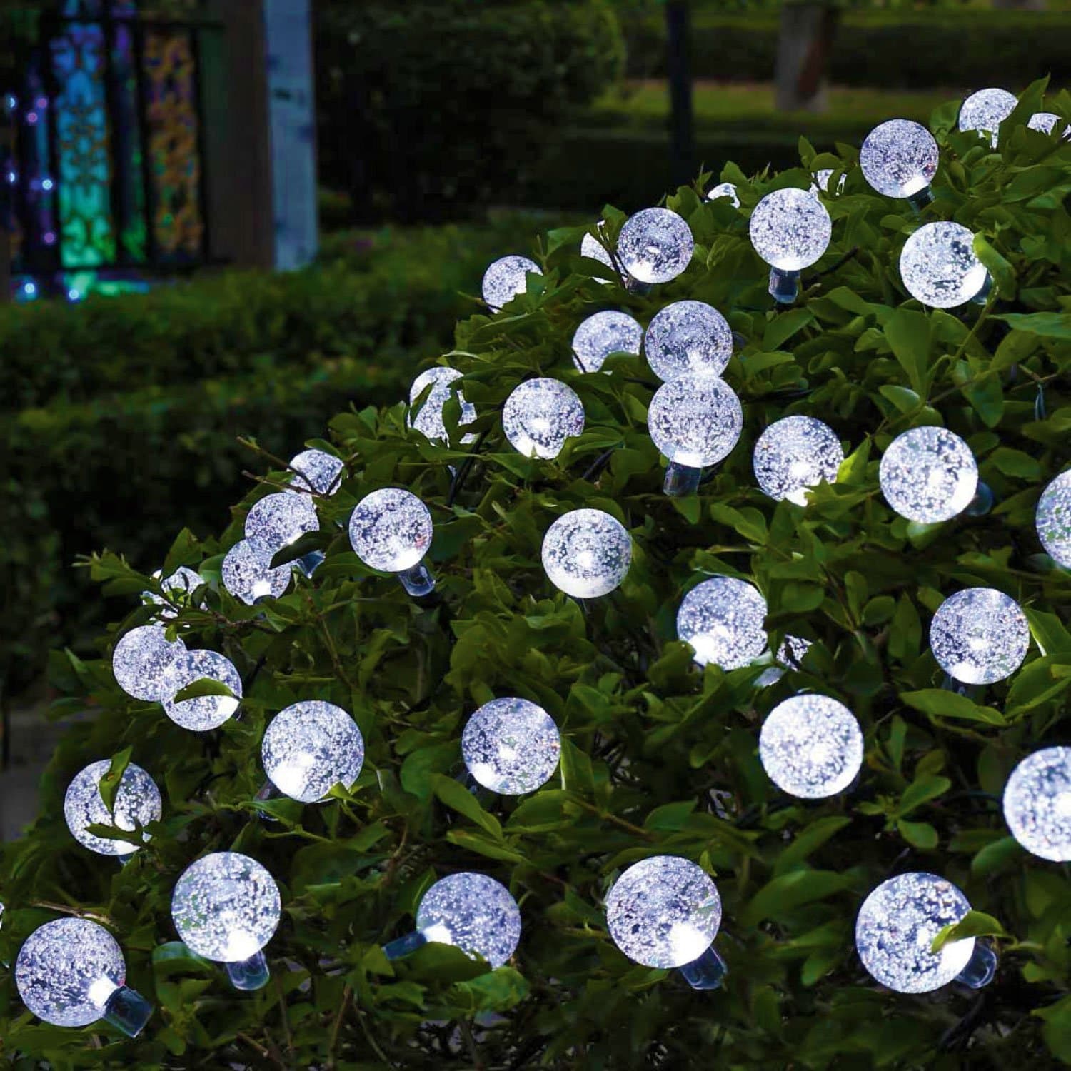 30 LED White Solar Crystal Globe Fairy String Lights Waterproof Crystal Ball Lights for Christmas Trees, Garden, Patio, Wedding, Party and Holiday Decorations