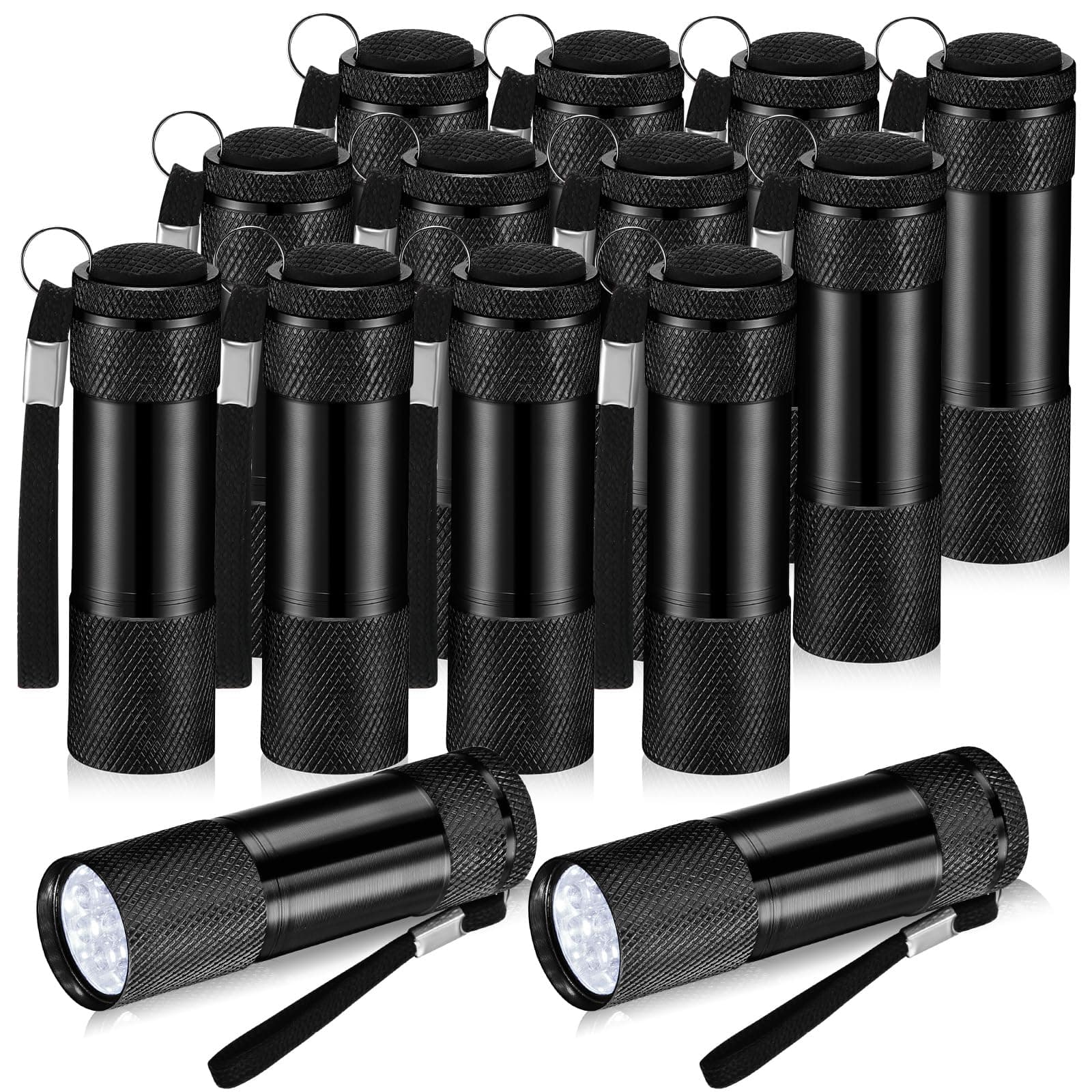 VIHOSE 12 Pcs Mini Flashlights Bulk, Bright Aluminum Handheld Flash Lights with Lanyard, Small LED Flashlights for Kids Night Reading Emergency Hurricane Camping Hiking Party Favors(Black)