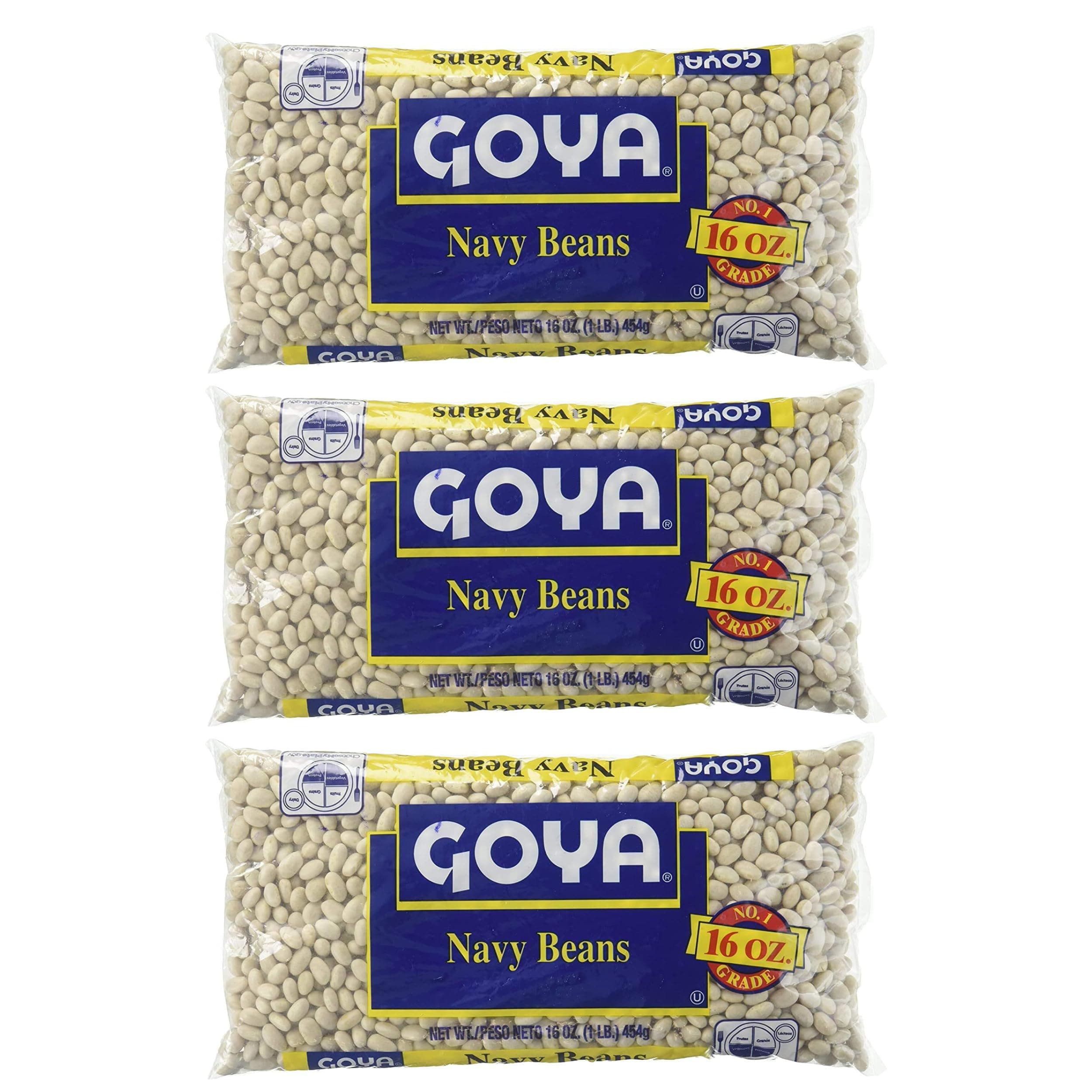 Navy Beans by Goya, Whole Dried Beans, Nutritious and Versatile, Rich in Fiber, 3-Pack, 16oz. Bags