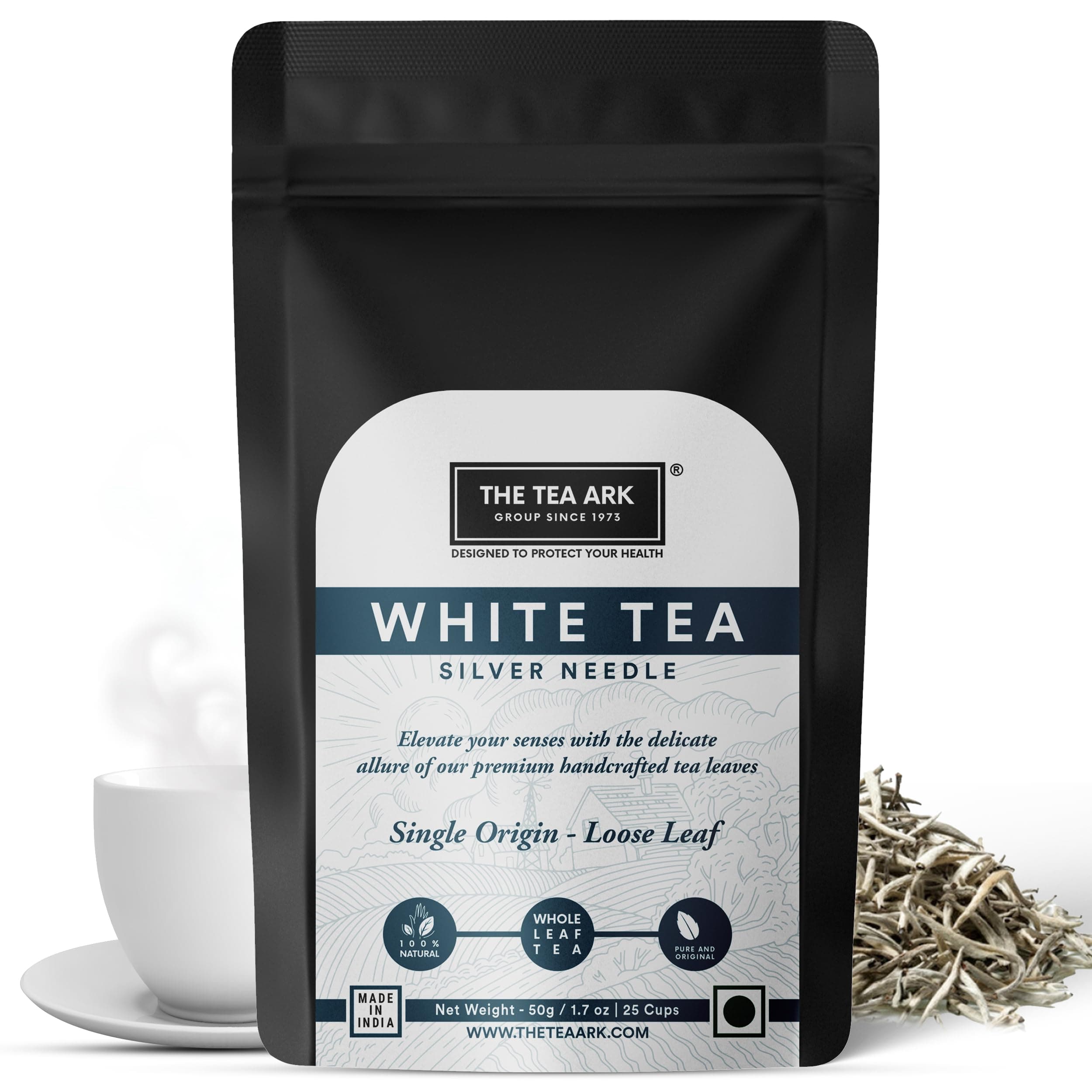 The Tea Ark Silver Needle White Tea (50g) | Darjeeling | Single Origin | Loose Leaf | Rich in Antioxidants, Easy to Prepare (White Tea)