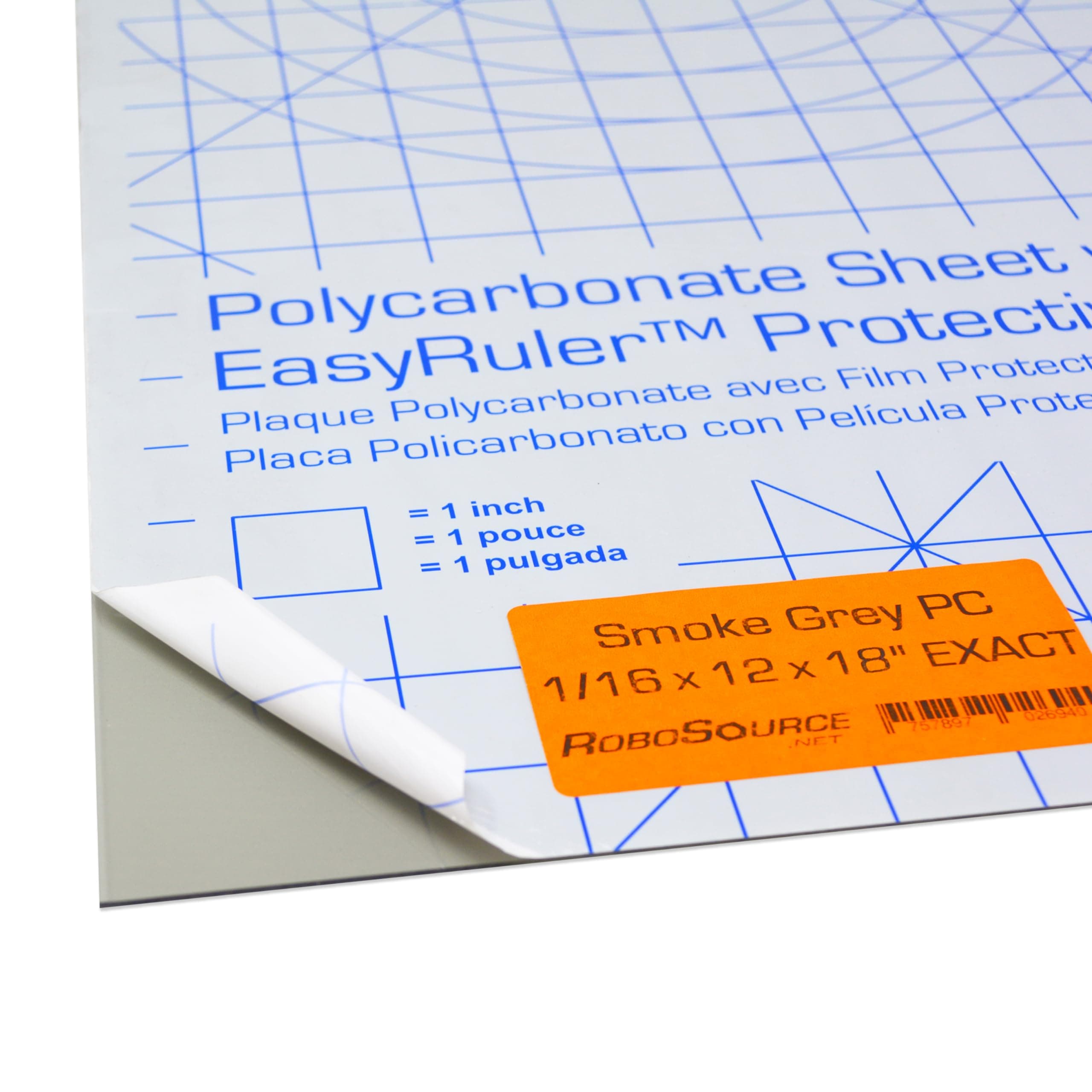 Smoke Grey Polycarbonate Clear Plastic Sheet 12" X 18" X 0.0625" (1/16") Exact, Shatter Resistant, Easier to Cut, Bend, Mold Than Plexiglass. Hobby, DIY, Industrial, Craft. Translucent Gray Tinted PC