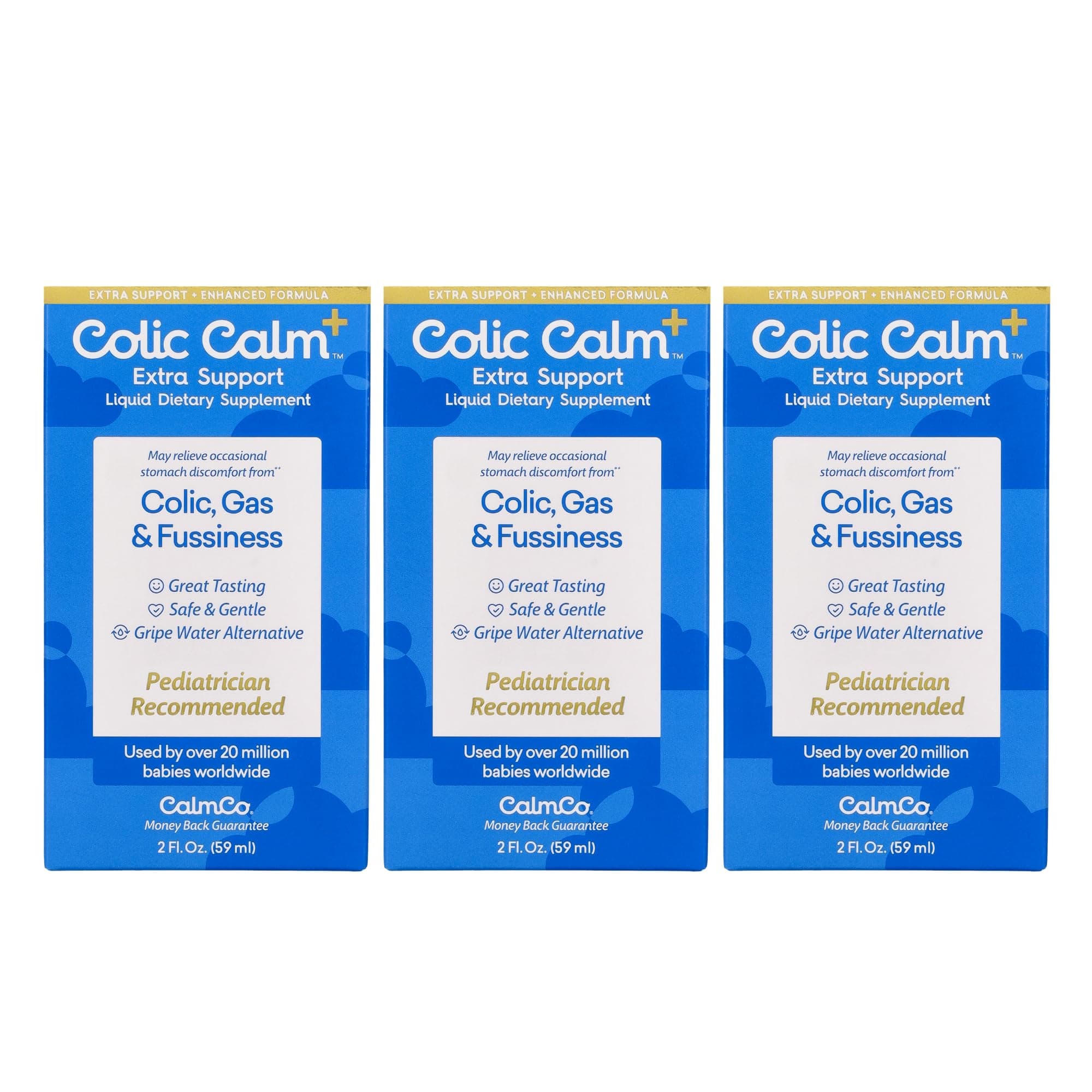 Colic Calm Plus - Alternative Gripe Water with Extra Support, Infant Gas Drops for Newborns, Colic & Upset Stomach Relief, Safe & Gentle, Baby Essentials for Digestive Health, 2 fl oz (Pack of 3)