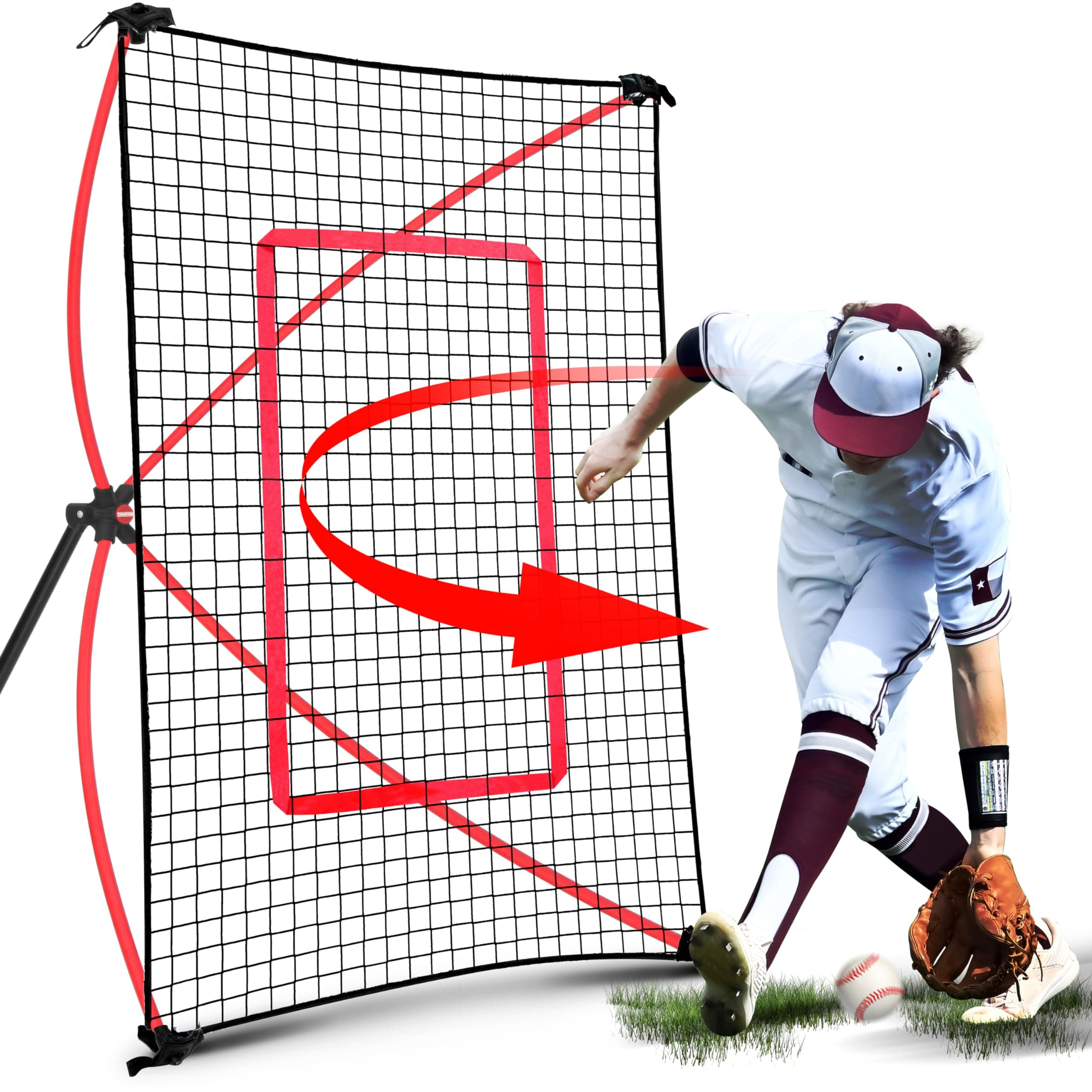 Baseball Kids Training Net - Pitch Back, Fielding Practice, Rebound, Throwing Return Exercise | Youth Sport Gifts, Softball Equipment & Gear, Black, One Size