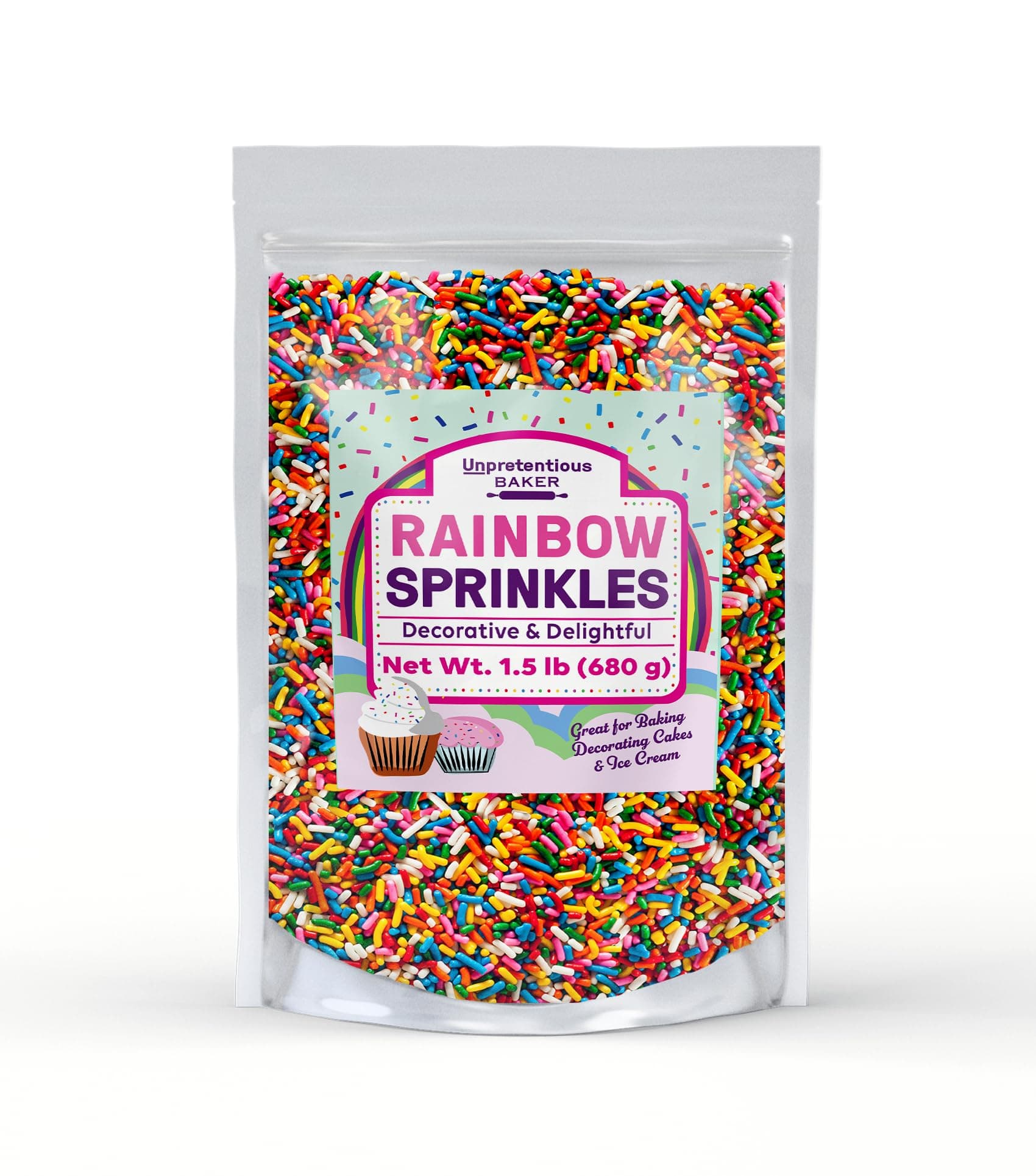 Unpretentious Rainbow Baking Sprinkles (1.5 lb) Bulk Quantity for High-Volume Baking, Dessert Topper