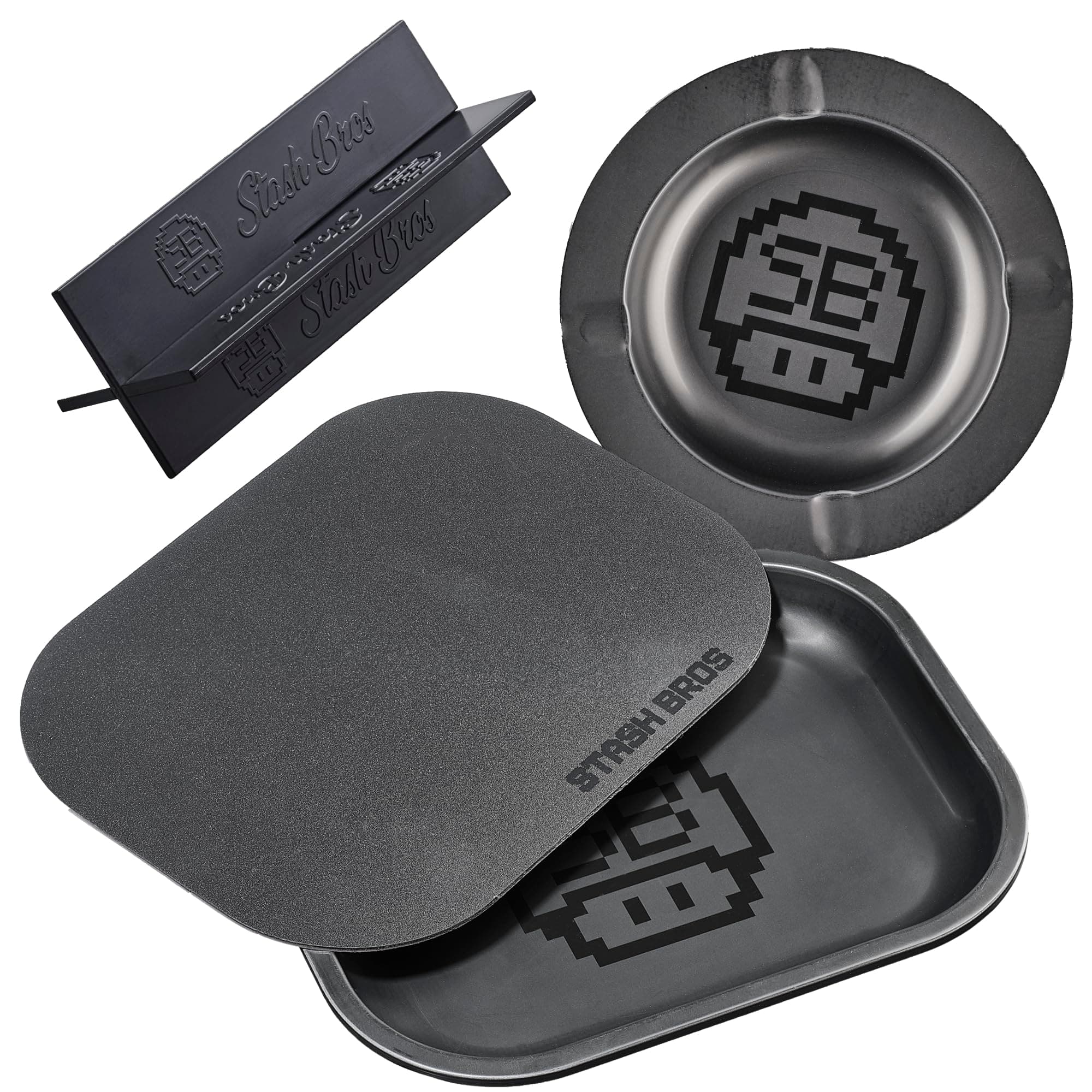 Stash Bros Rolling Tray Bundle With Magentic Lid, Rolling kit with V-Cradle, Rolling Trays, Rolling Tray Set