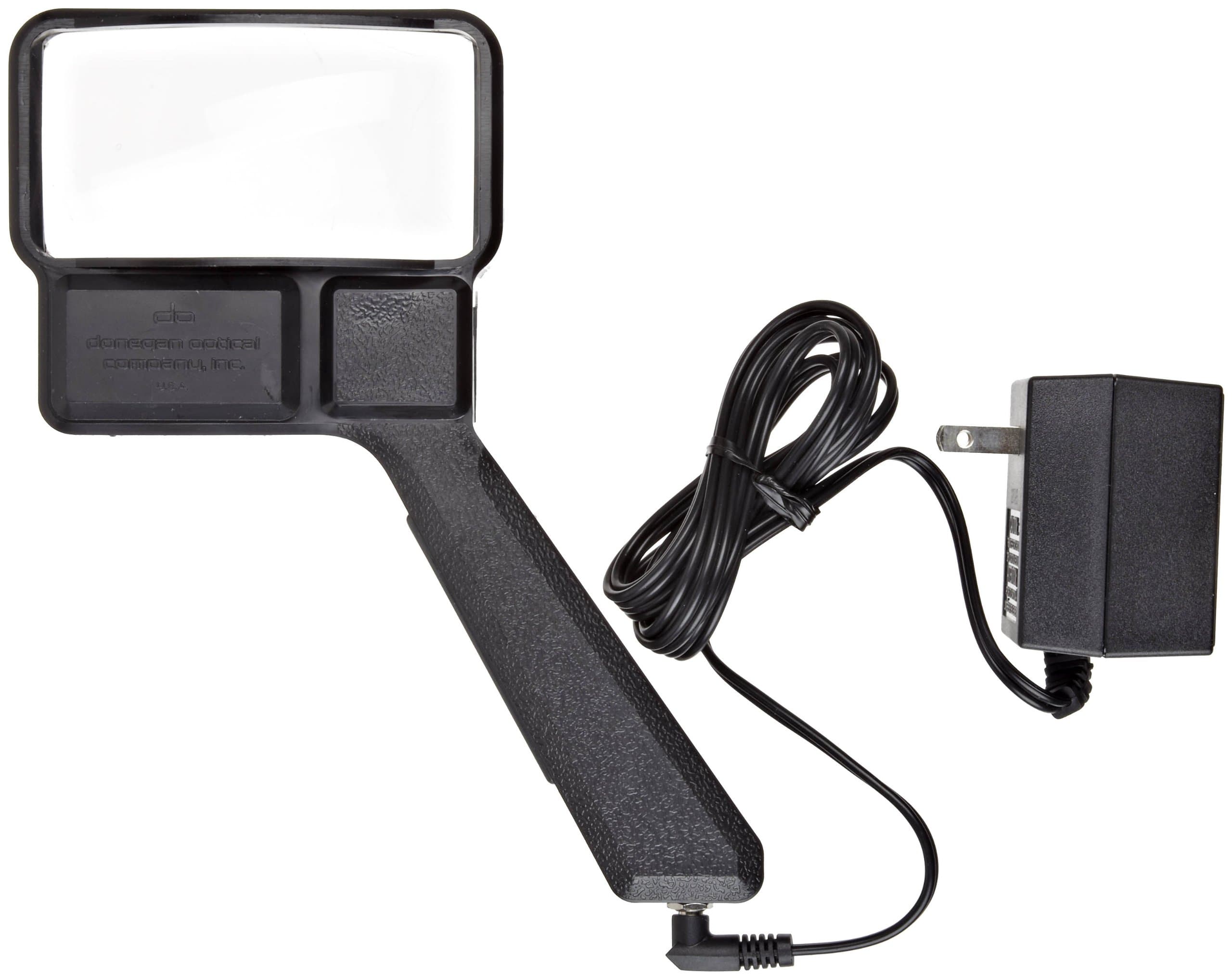 Donegan C-610 Classic Rectangular Illuminated Hand Held Magnifier, 2.125X Magnification, 9" Focal Length, 2" x 4" Lens