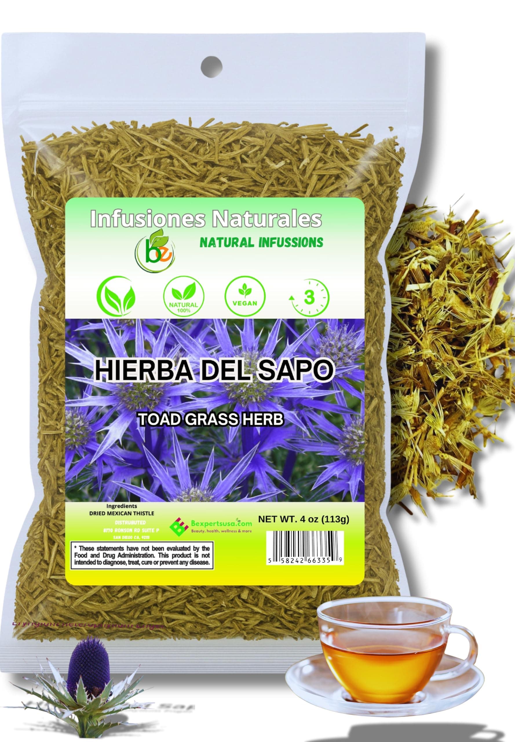 Natural De Mexico Hierba del Sapo Toad Grass Ayuda a tratar colesterol y trigliceridos 4onzas-113g