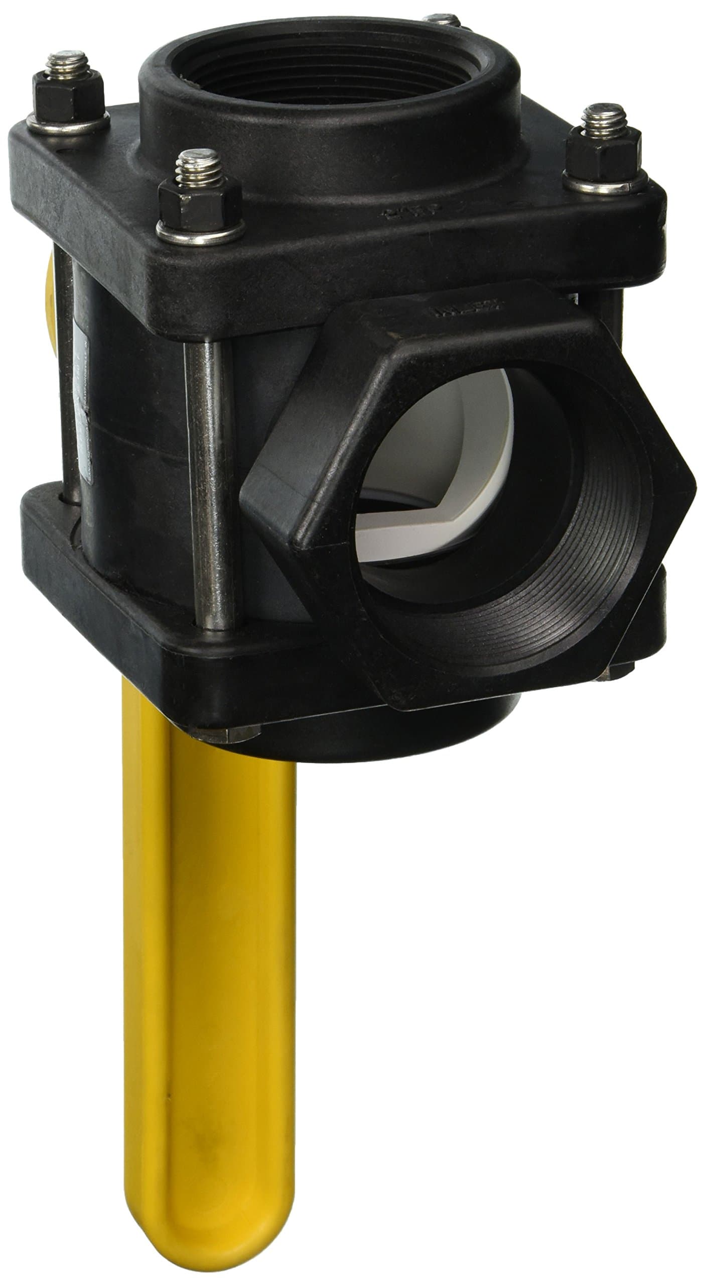 Banjo V200BL Polypropylene Bottom Load Ball Valve, Three Piece, Three Way, Full Port, 2" NPT Female