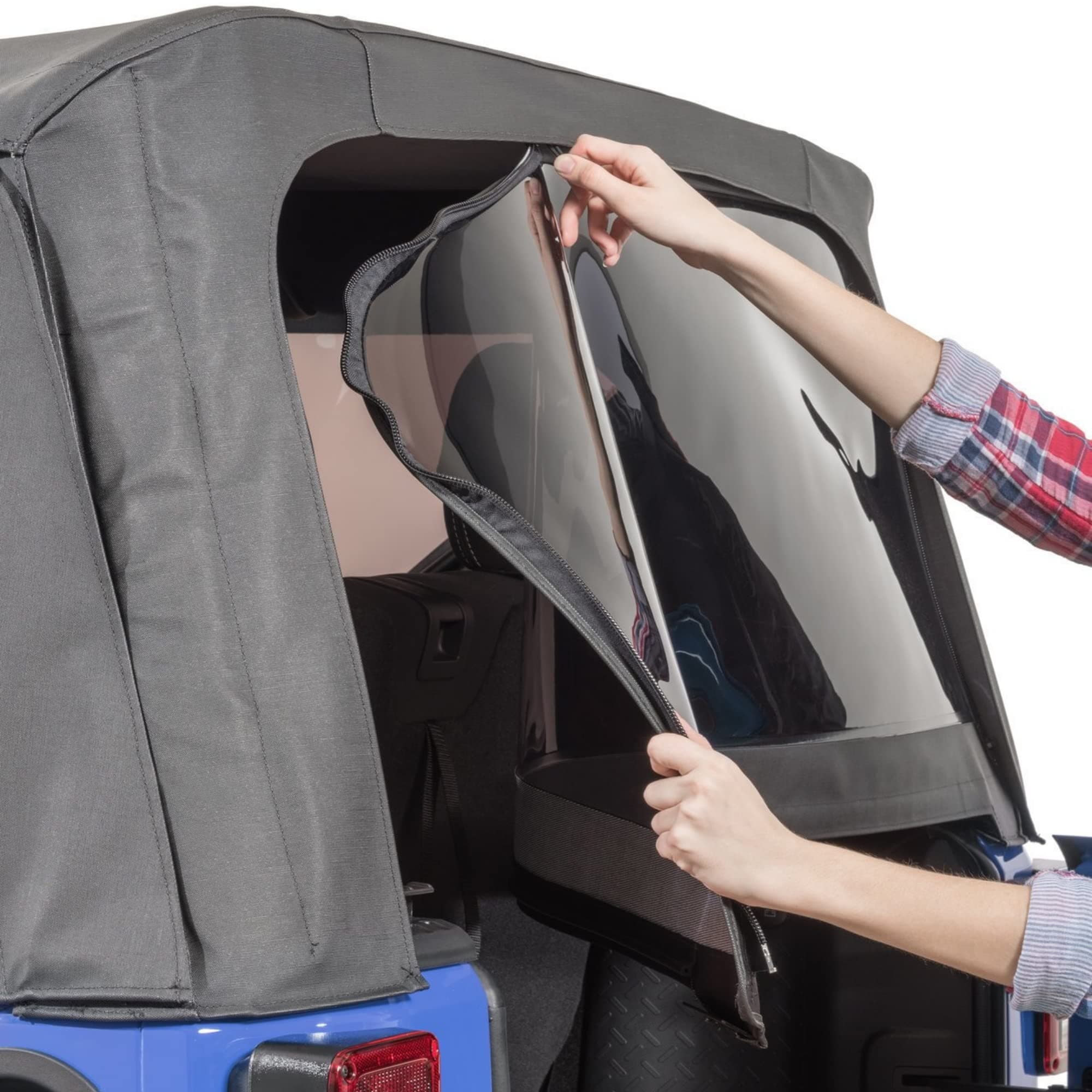 MasterTop Soft Top Rear Replacement Window - Fits Jeep Wrangler JK 2-Door & 4-Door 2011-2018 - Black Diamond - (Compatible Only with Original Factory Soft Tops)