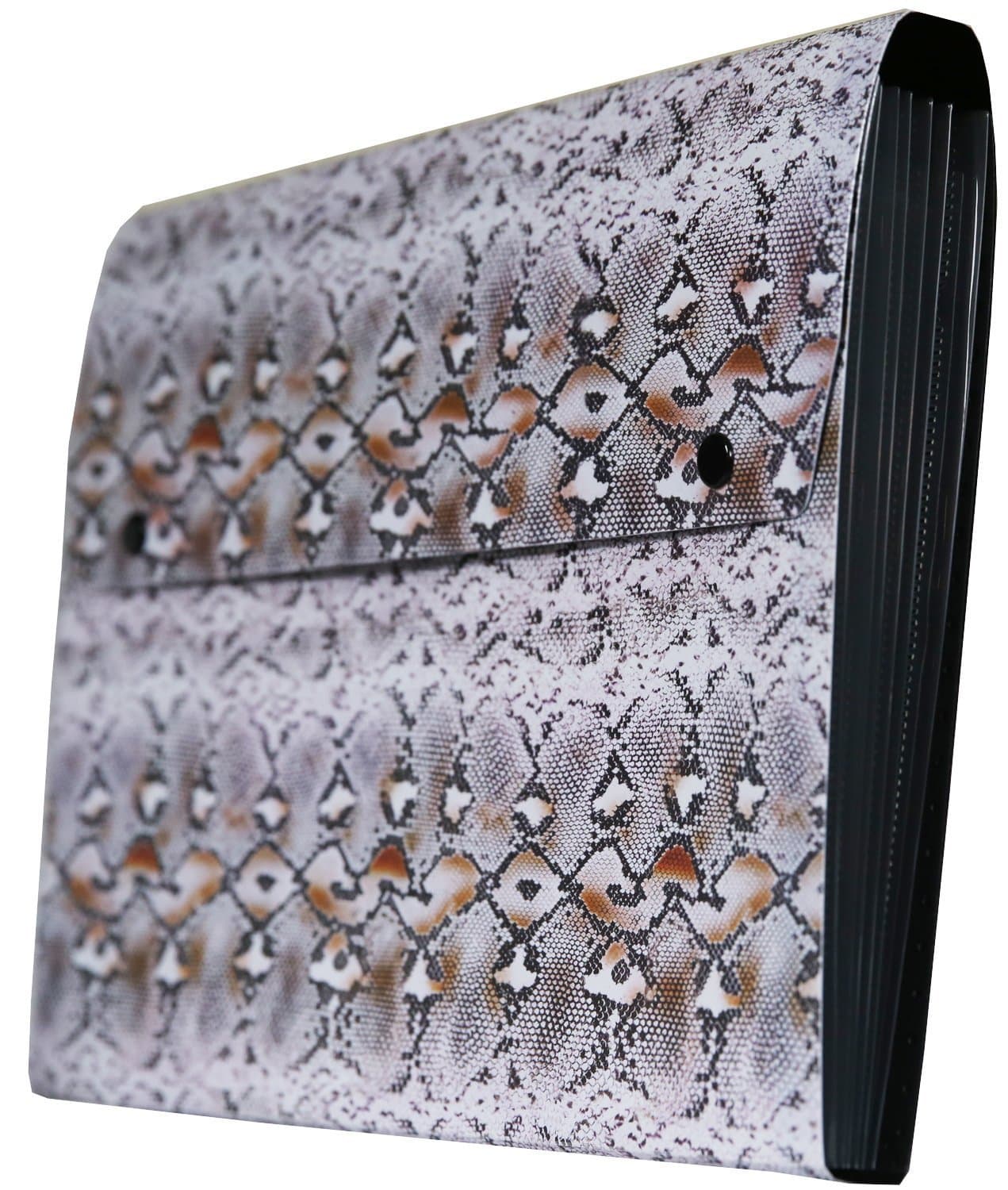 Premium Expandable File Folder, Snake Print Design