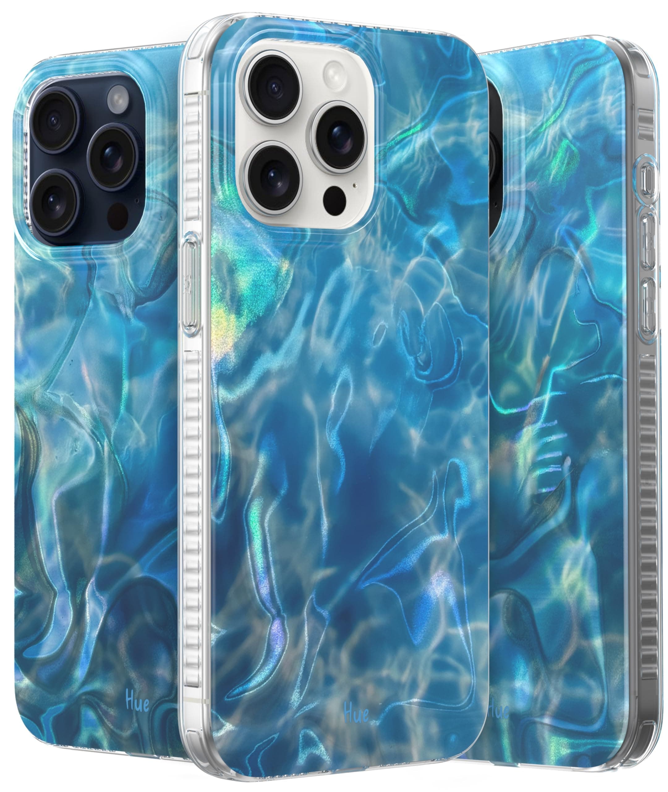 LONLI Hue Case for iPhone 15 Pro Max - [360° Shock-Absorbent Bumper] - [Cute and Unique Phone Cover for Girls and Women] - Ocean Wave