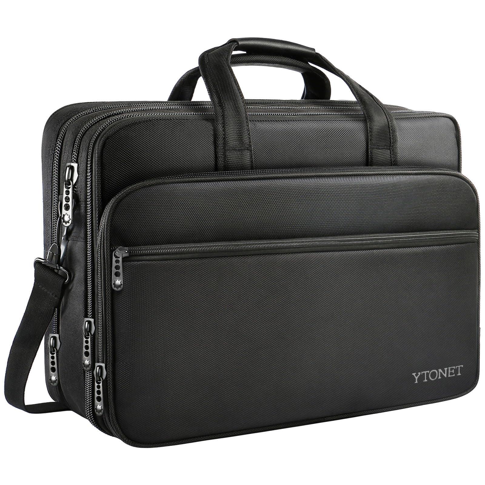 Ytonet Gaming Laptop Briefcase 18 Inch, Expandable Extra Large Case for Computer, Water Resistant Bag for Men With Luggage Strap, Work Travel Carrying Case, Black