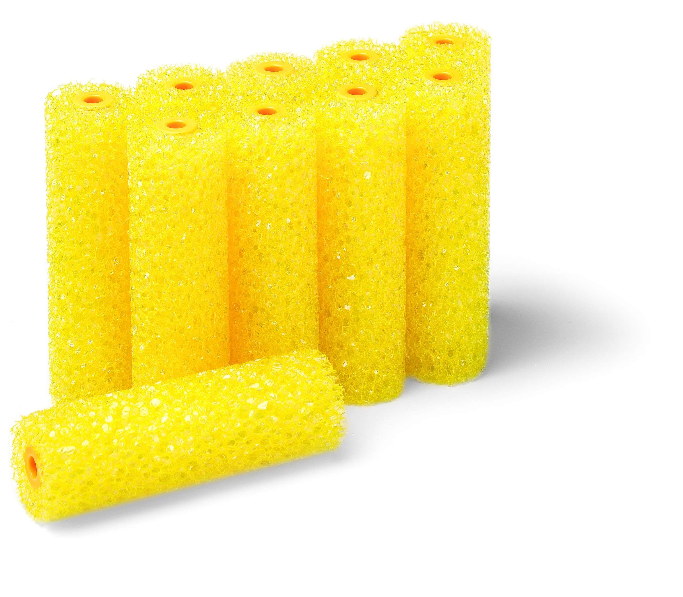 Pack of 10 Texture Rollers for Creating Coarse Structural Effects – 110 mm Foam Rollers for Textured Paint, Plaster, Filler & Transport Surfaces Coating such as UPOL Raptor 22580 (Yellow)