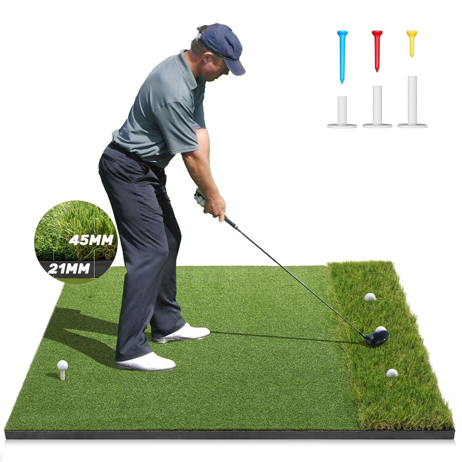 Premium Dual-Turf Golf Mat: 5x4ft Thickened for Backyard, Driving Range, Indoor & Outdoor Practice Hitting, Swing & Chipping, Ideal Gifts for Men Dad Husband Boy Christmas