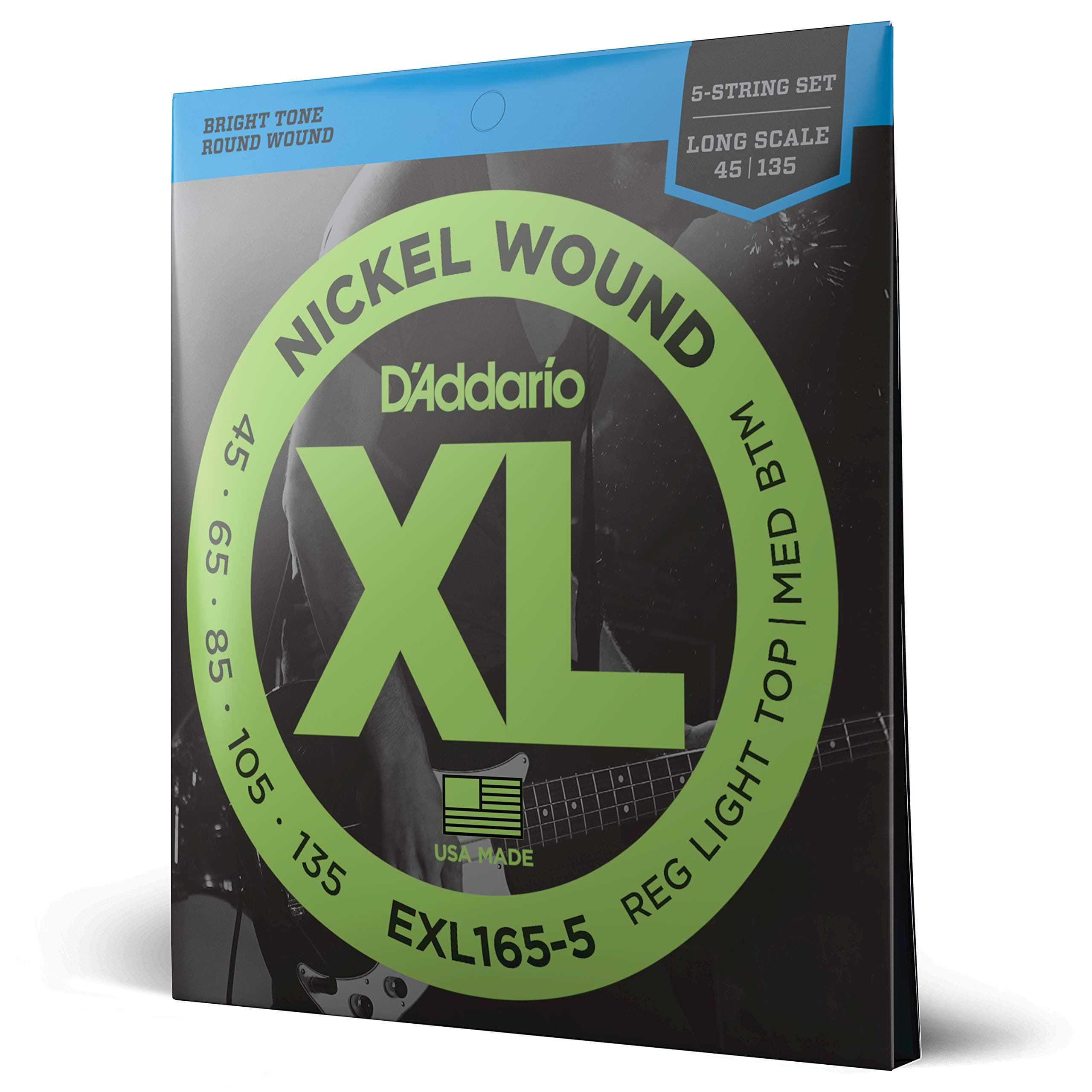 EXL165-5 45-135 5-String Nickel Wound Custom Light Long Scale Bass Guitar Strings