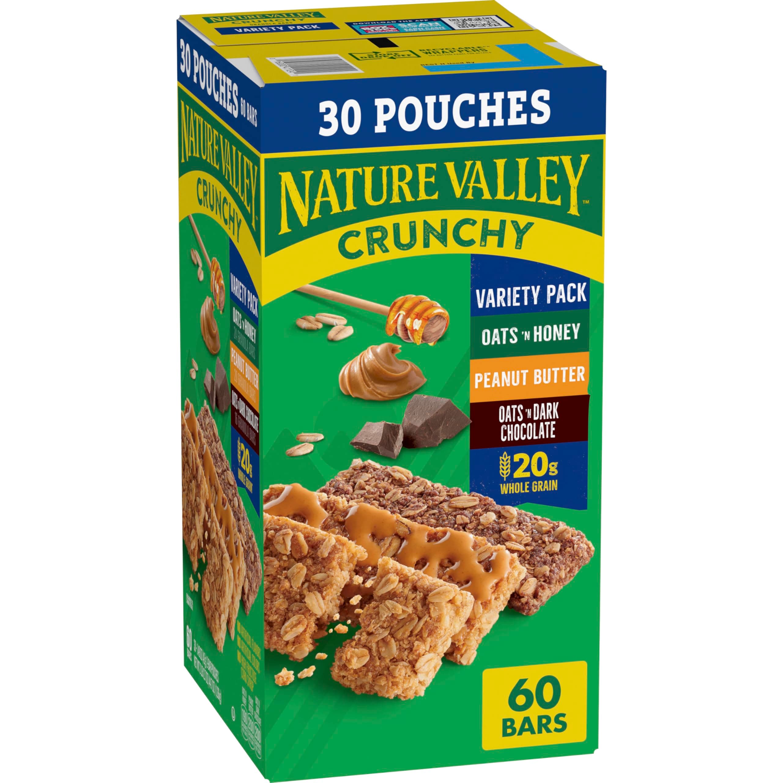 Crunchy Granola Bars, Value Pack, 60 Bars, 44.7 OZ Count (30 Pouches)