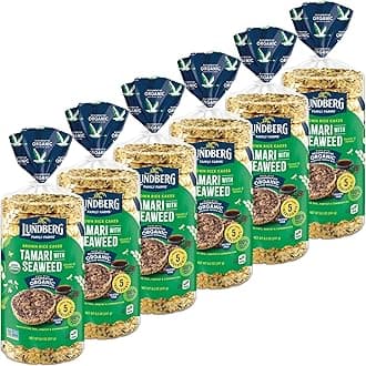 Rice Cakes, Organic Tamari with Seaweed, 6-Pack – Regenerative Organic Certified Rice Cakes, Healthy Snacks, Gluten-Free & Vegan, 8.5 Oz Ea