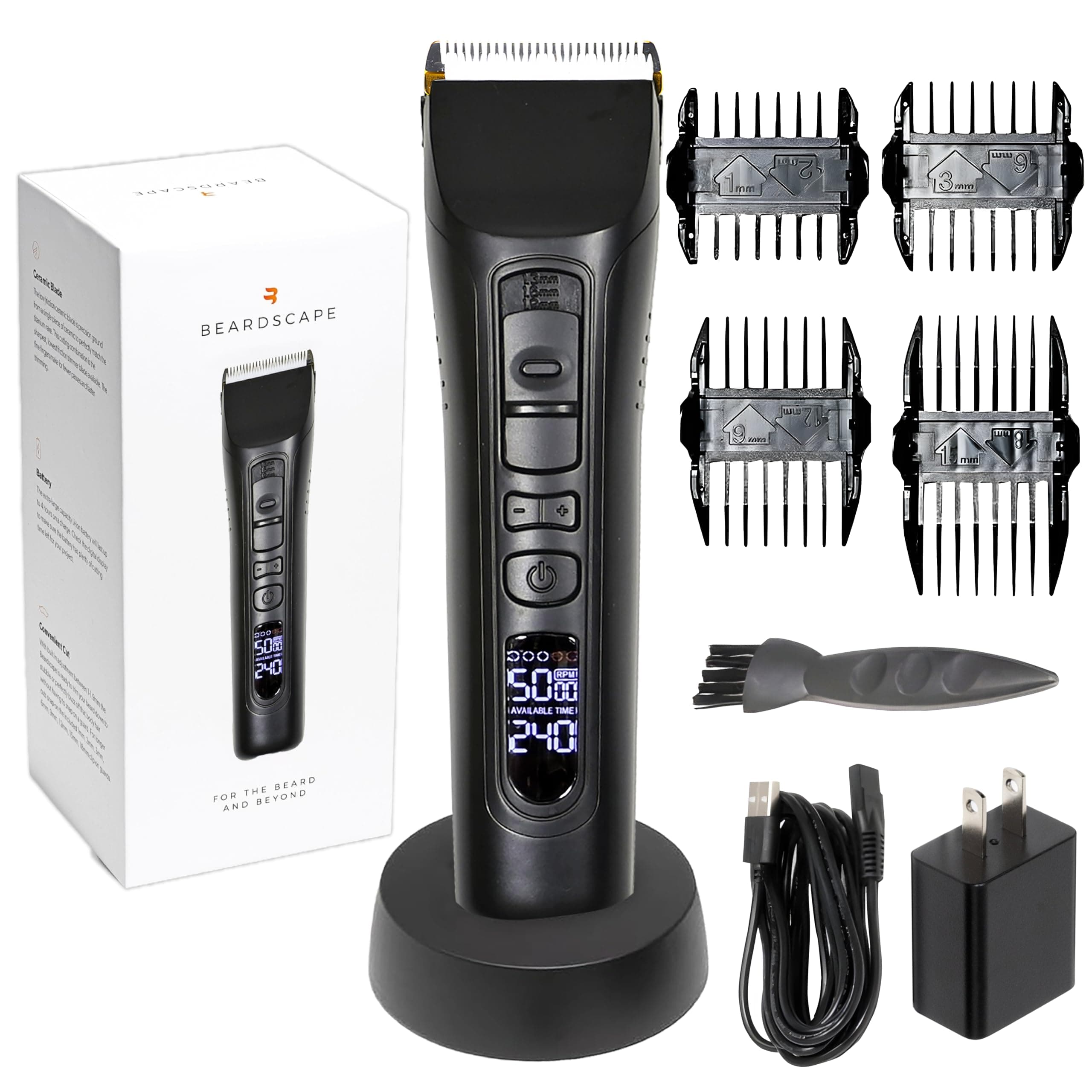 Beardscape V1 Beard Trimmer for Men Professional with Low Friction Ceramic Blade, Cordless Professional Hair Trimmer for Barbers with 4 Hrs of Long Battery Timing, Ideal for Beard & Body (Black)