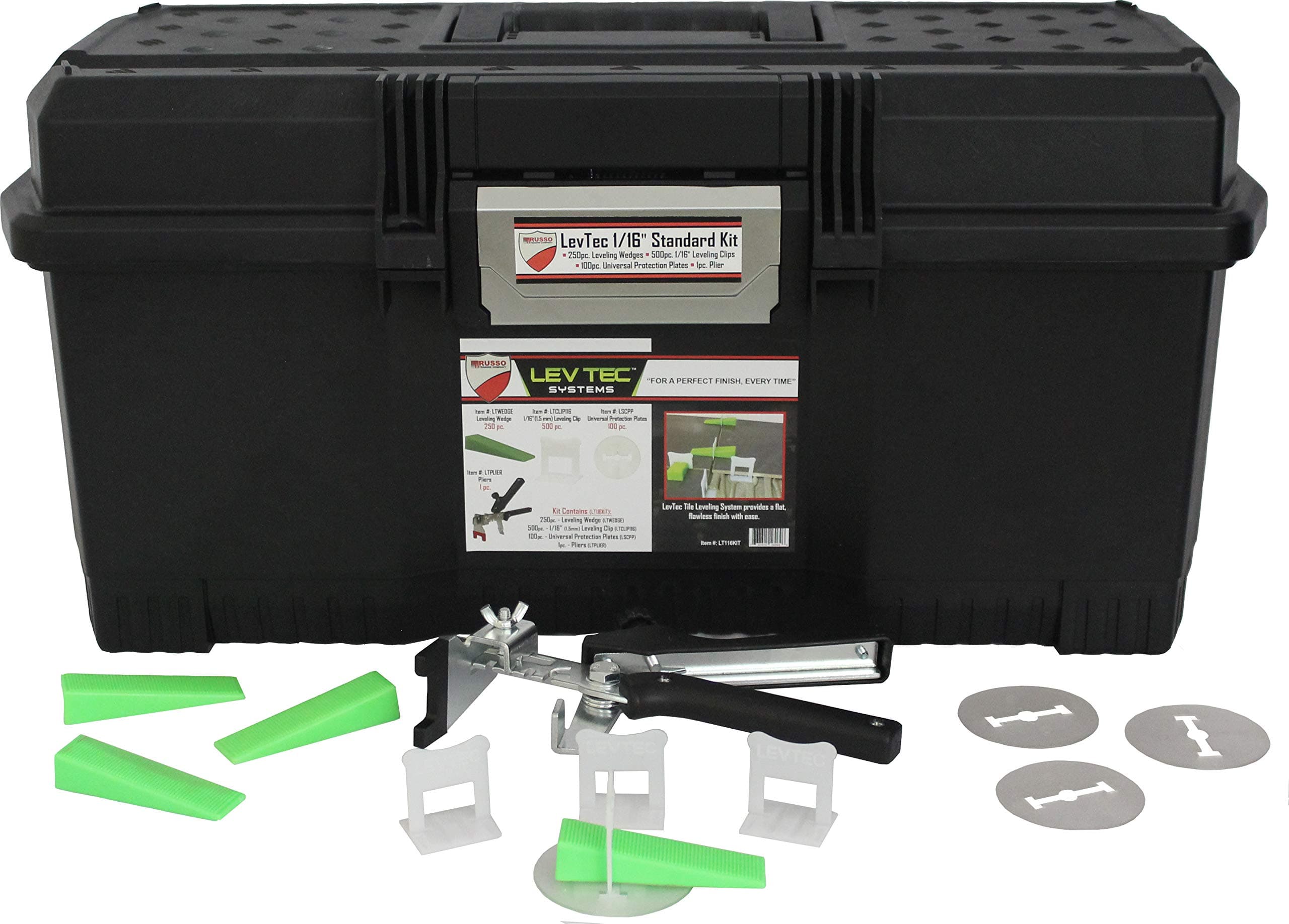 Lev-Tec Tile Leveling System 1/16" Kit (250 Wedges, 500 1/16" Clips, and 1 Pliers)